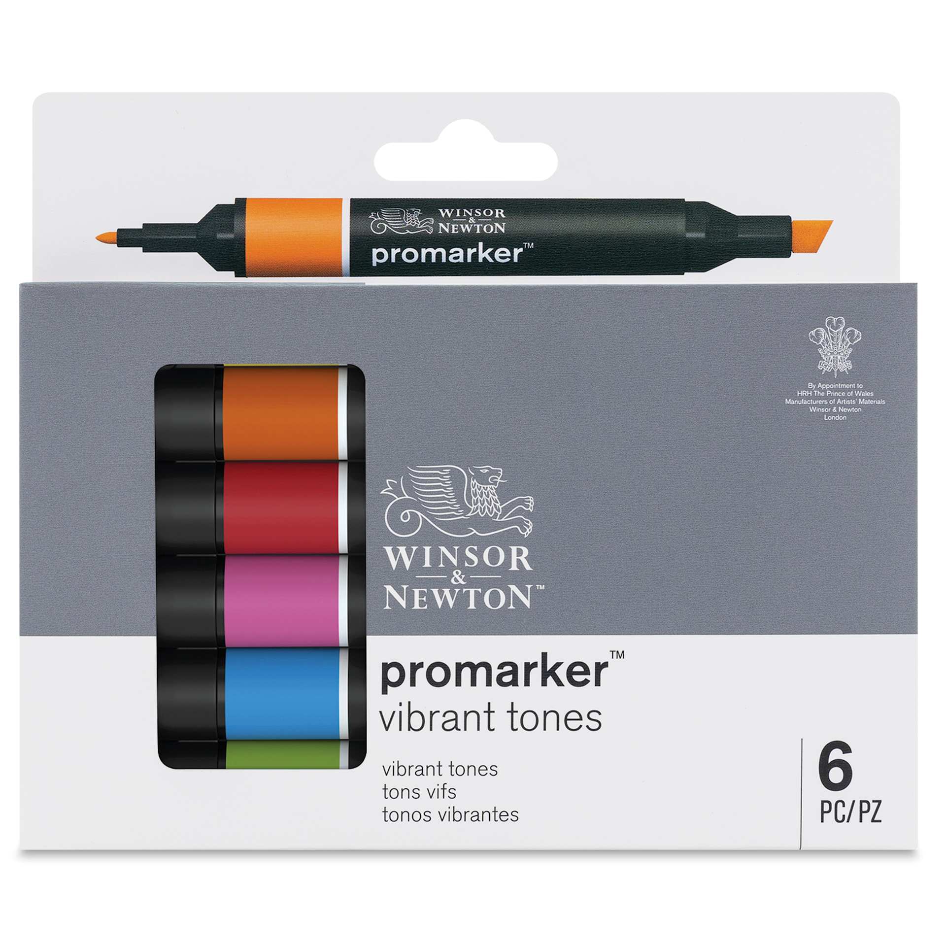 Winsor & Newton Promarker - Vibrant Tones, Set of 6, front of packaging