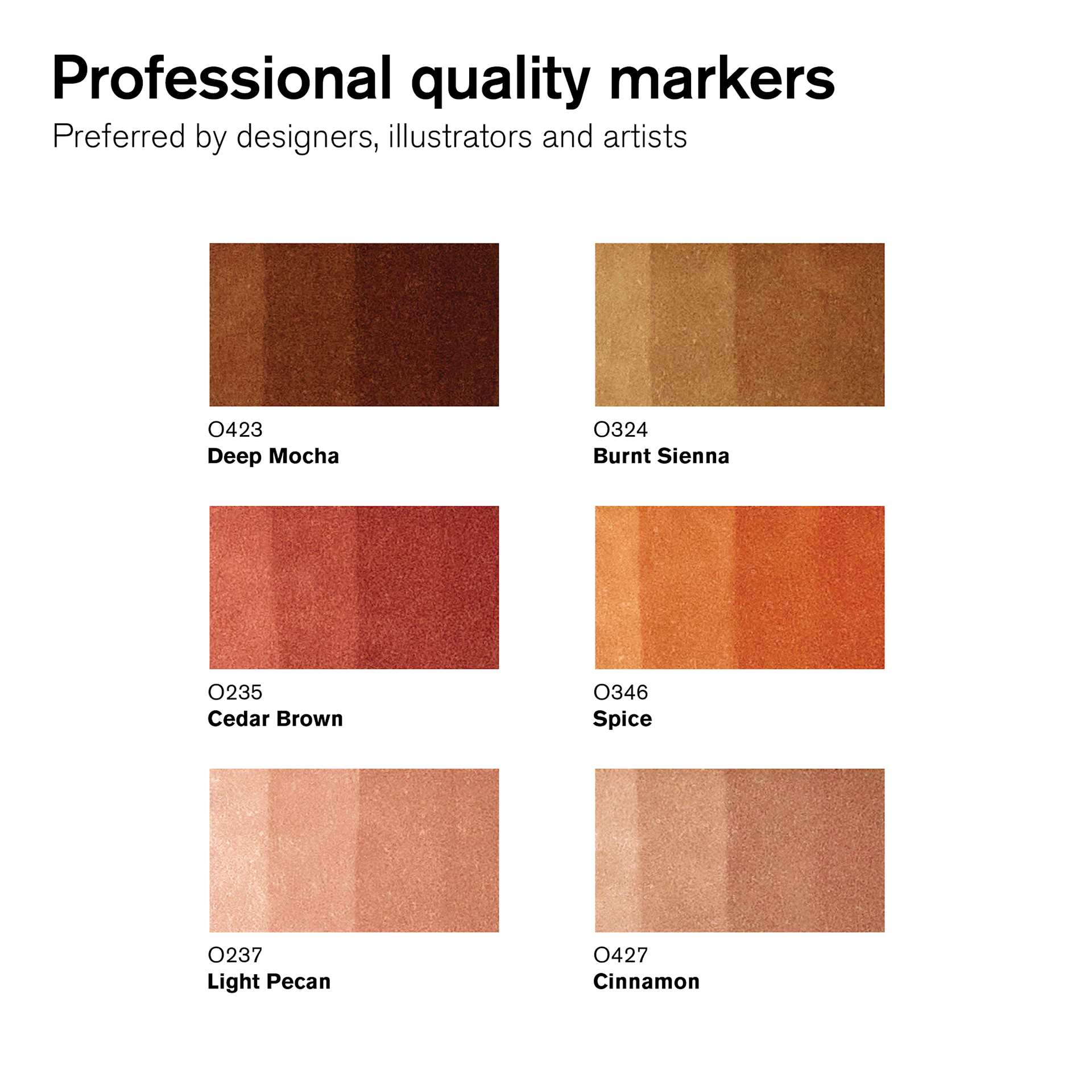 Winsor & Newton Promarker - Skin Tones 2, Set of 6, swatches