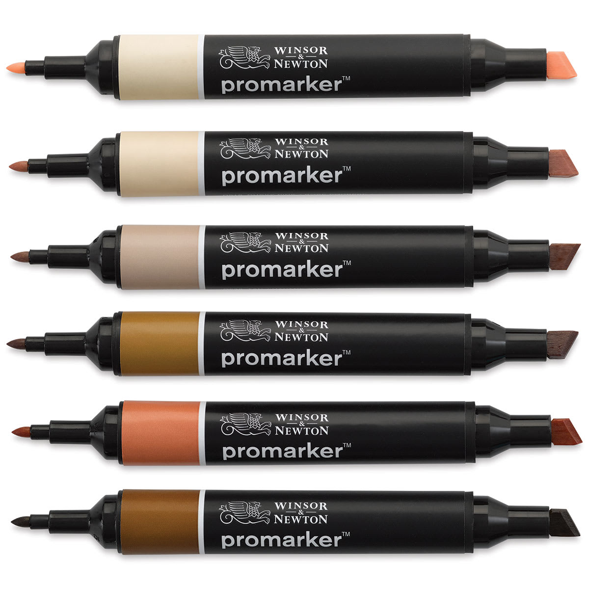 Winsor & Newton Promarker - Skin Tones 2, Set of 6 (with cap off)
