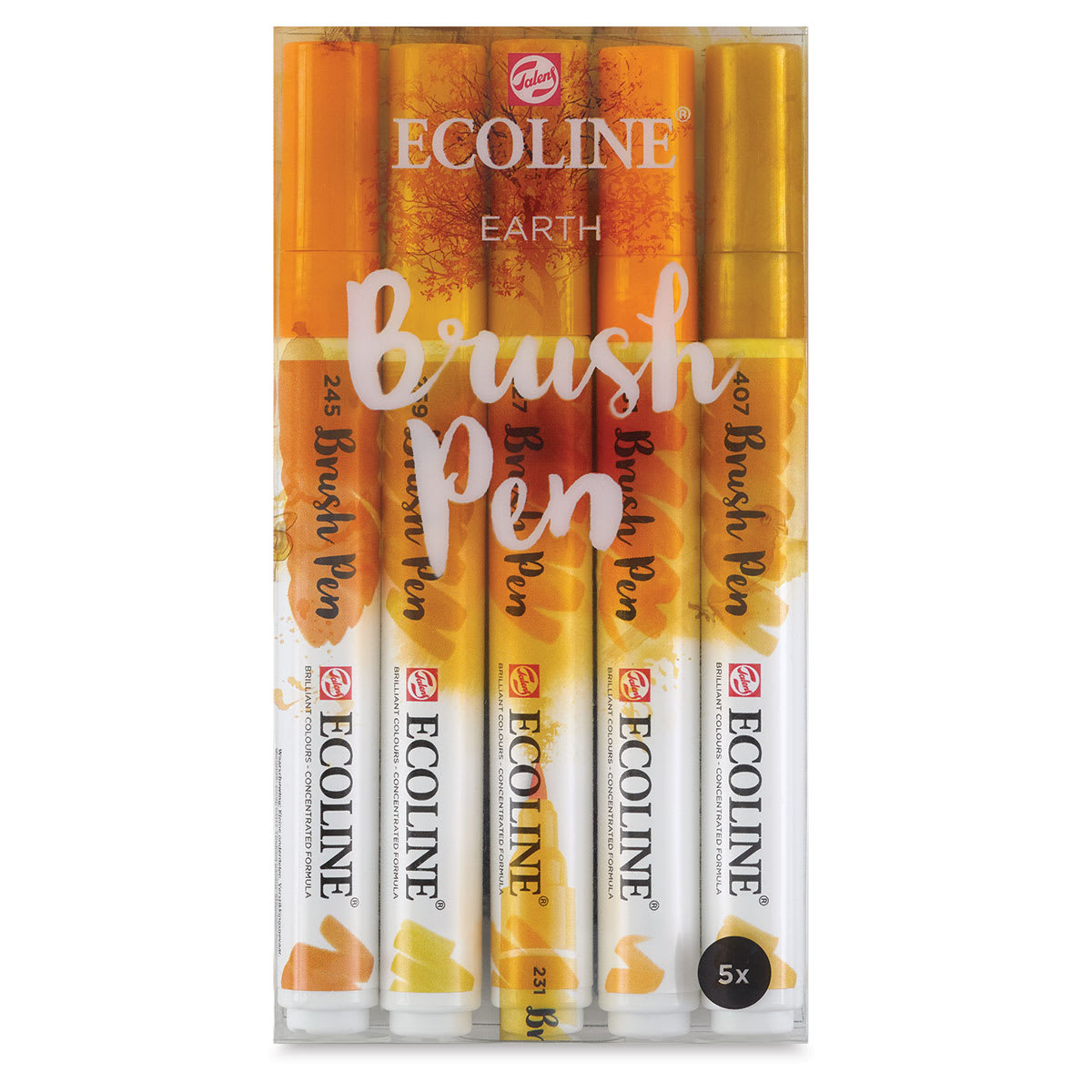 
Royal Talens Ecoline Brush Pen Marker Set- 5 Earth Tones shown in package