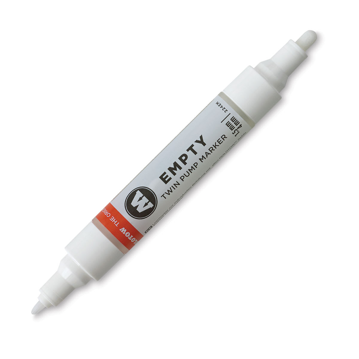 Molotow One4All Acrylic Twin Markers - Single Empty Marker shown at angle and uncapped Molotow One4All Acrylic Twin Markers - Single Empty Marker shown at angle and uncapped
