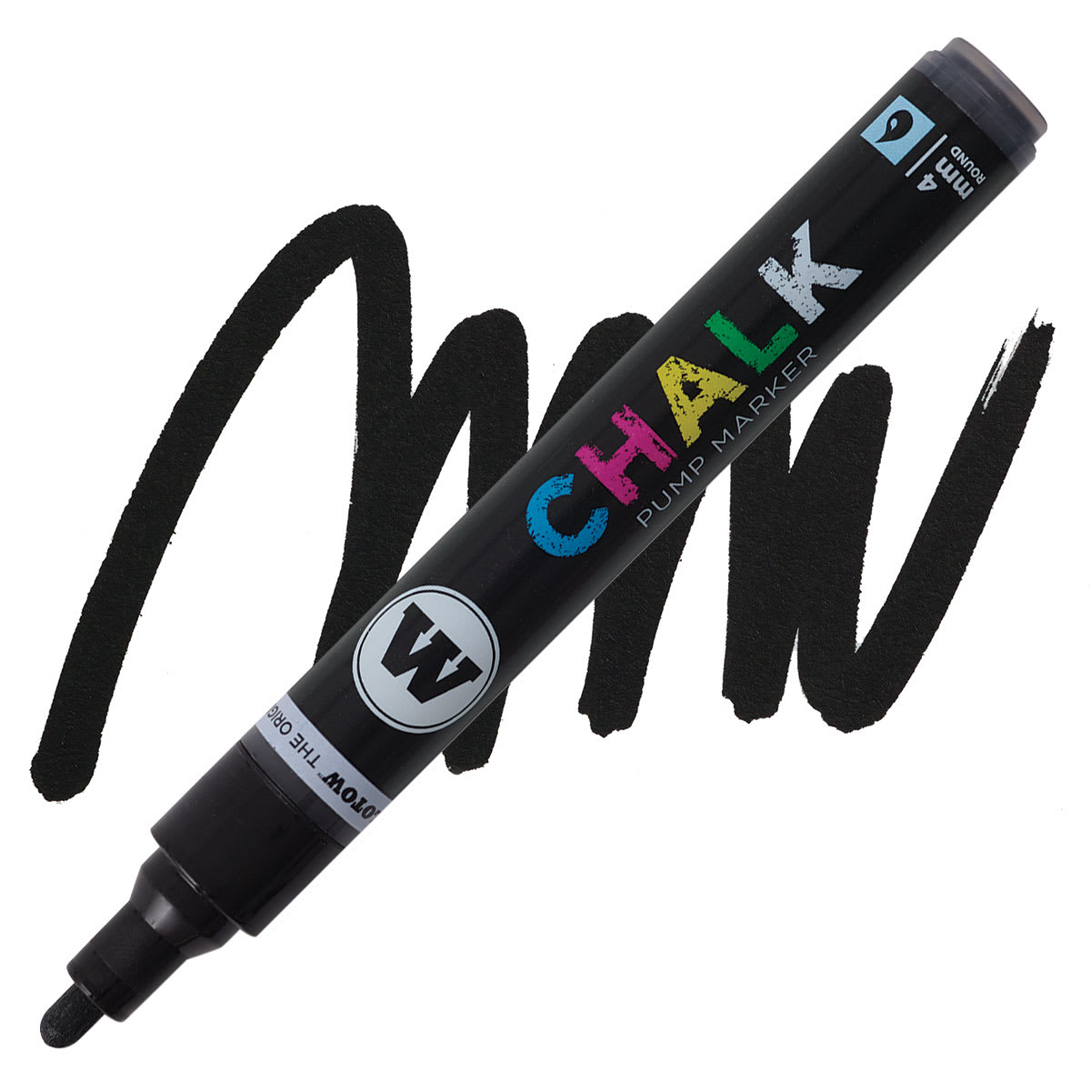 Molotow Chalk Marker - Black, 4 mm marker and swatch