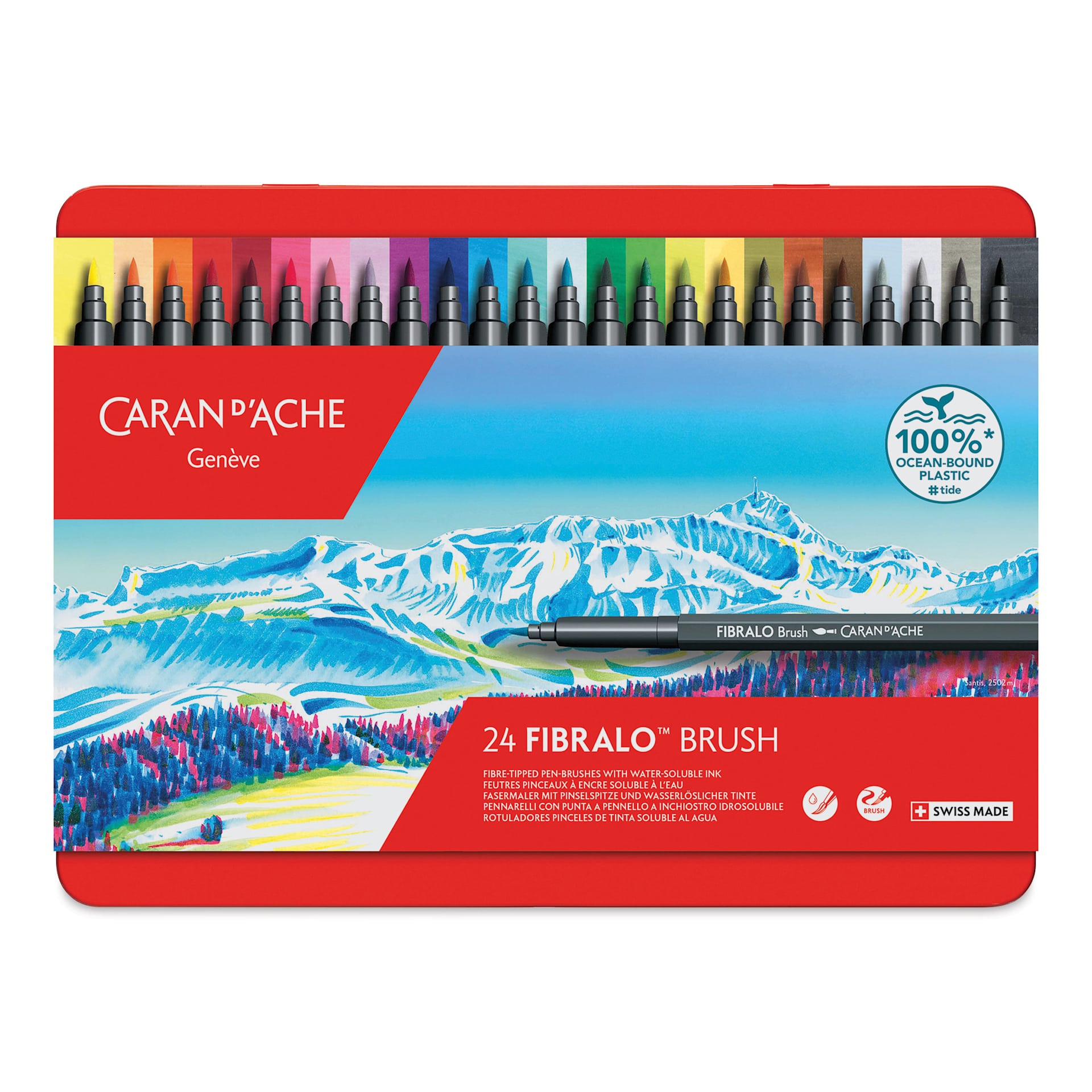 Caran d'Ache Fibralo Brush Markers - Set of 24 front of packaging