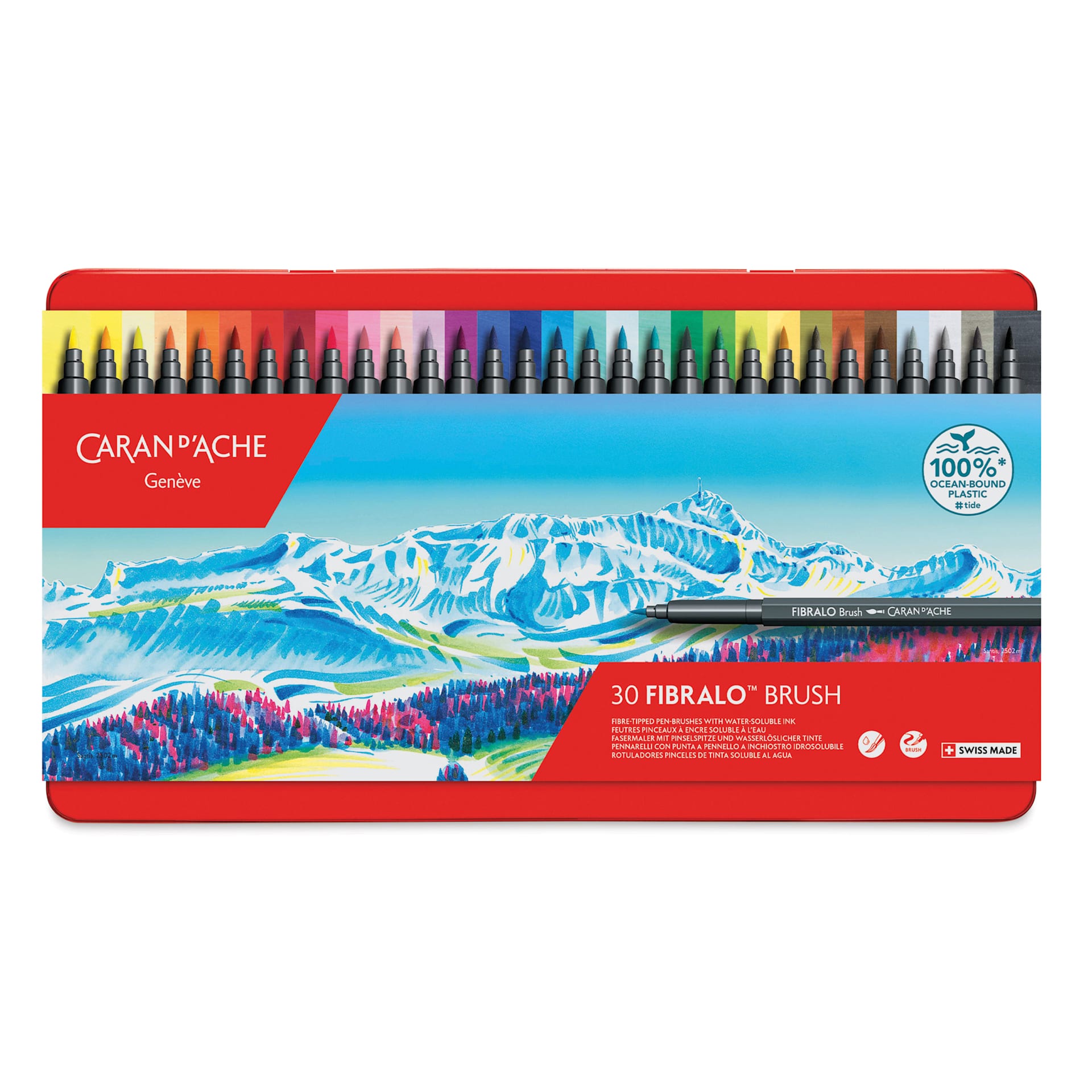 Caran d'Ache Fibralo Brush Markers - Set of 30 front of packaging
