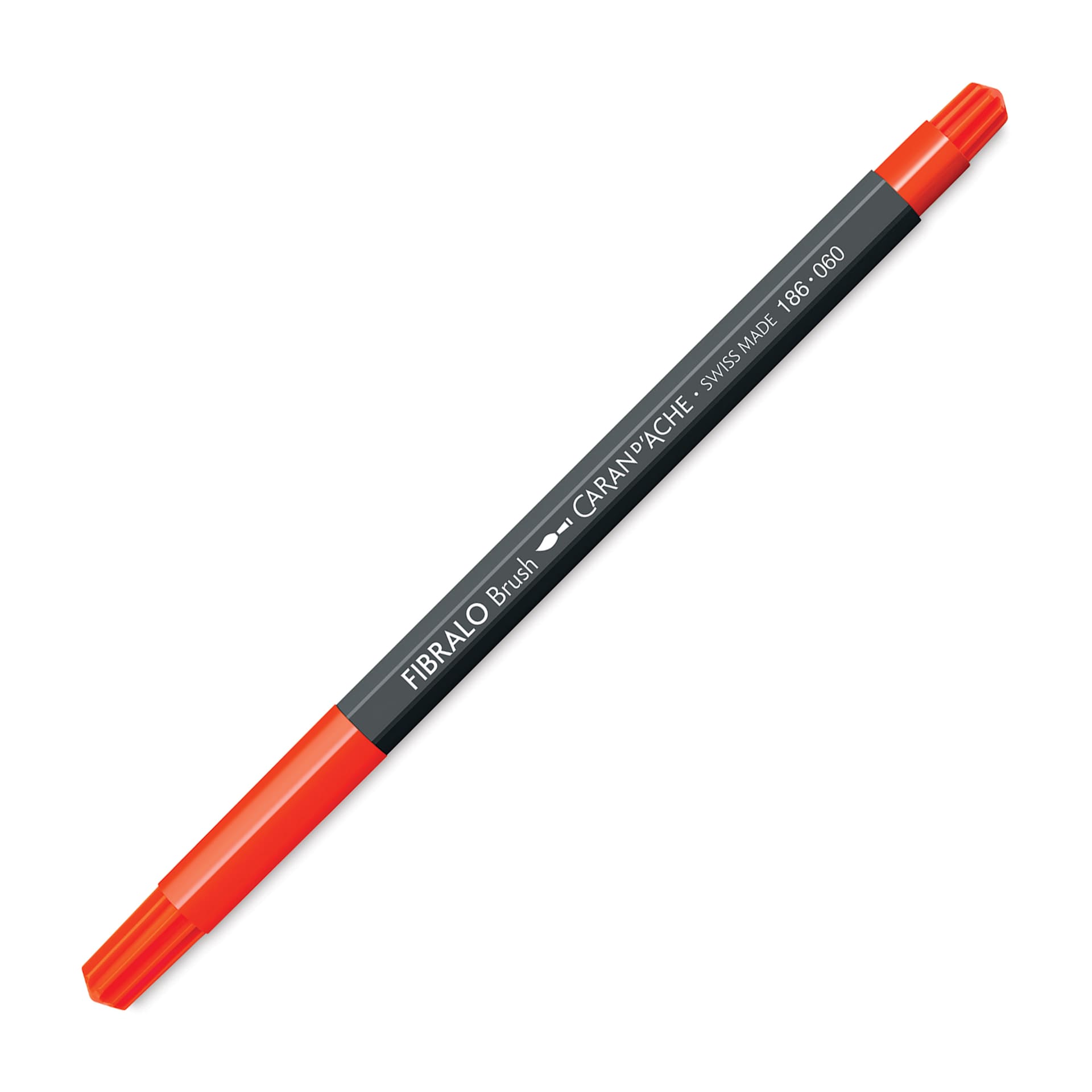Caran d'Ache Fibralo Brush Marker - Vermillion with cap on