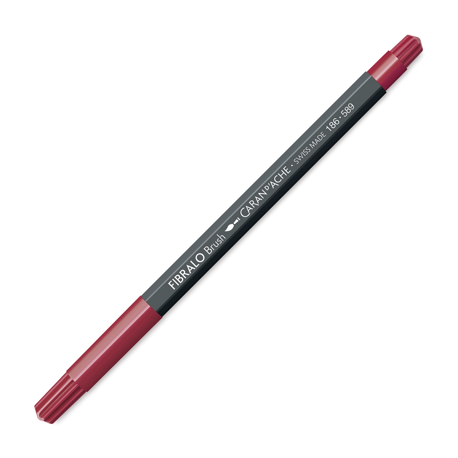 Caran d'Ache Fibralo Brush Marker - Crimson Alizarin Hue with cap on