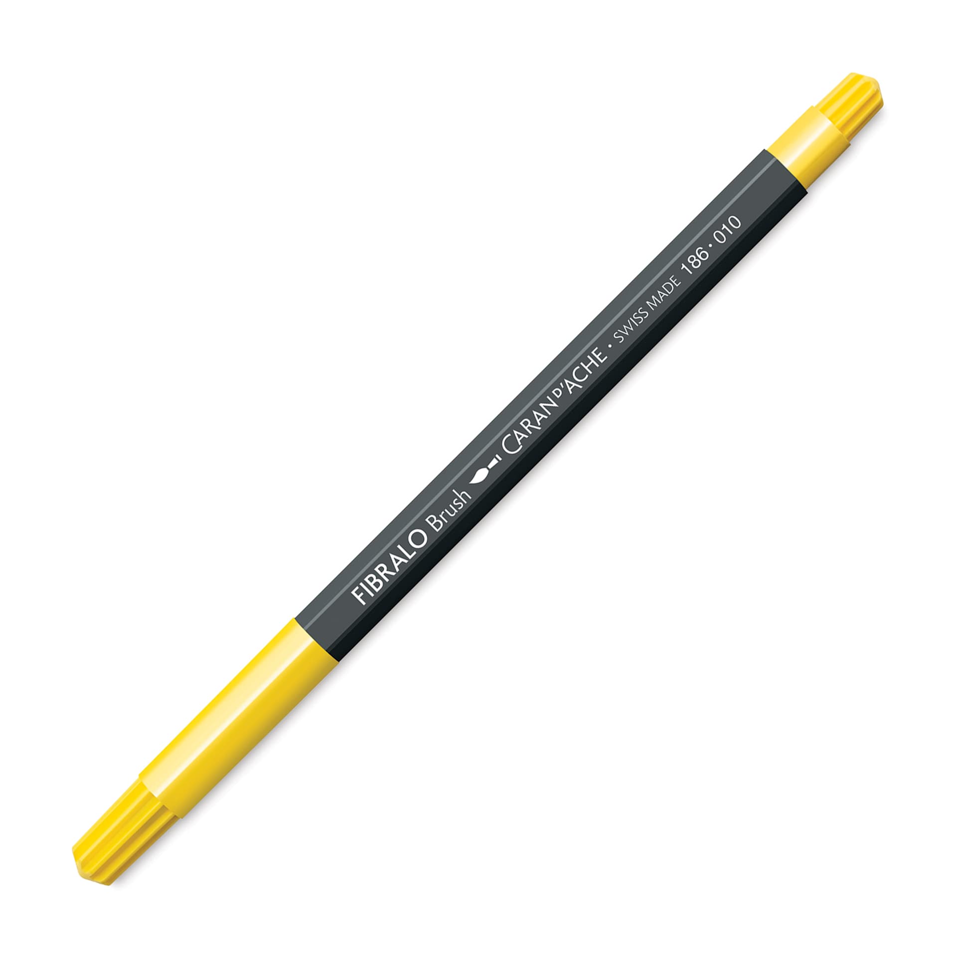 Caran d'Ache Fibralo Brush Marker - Yellow with cap on