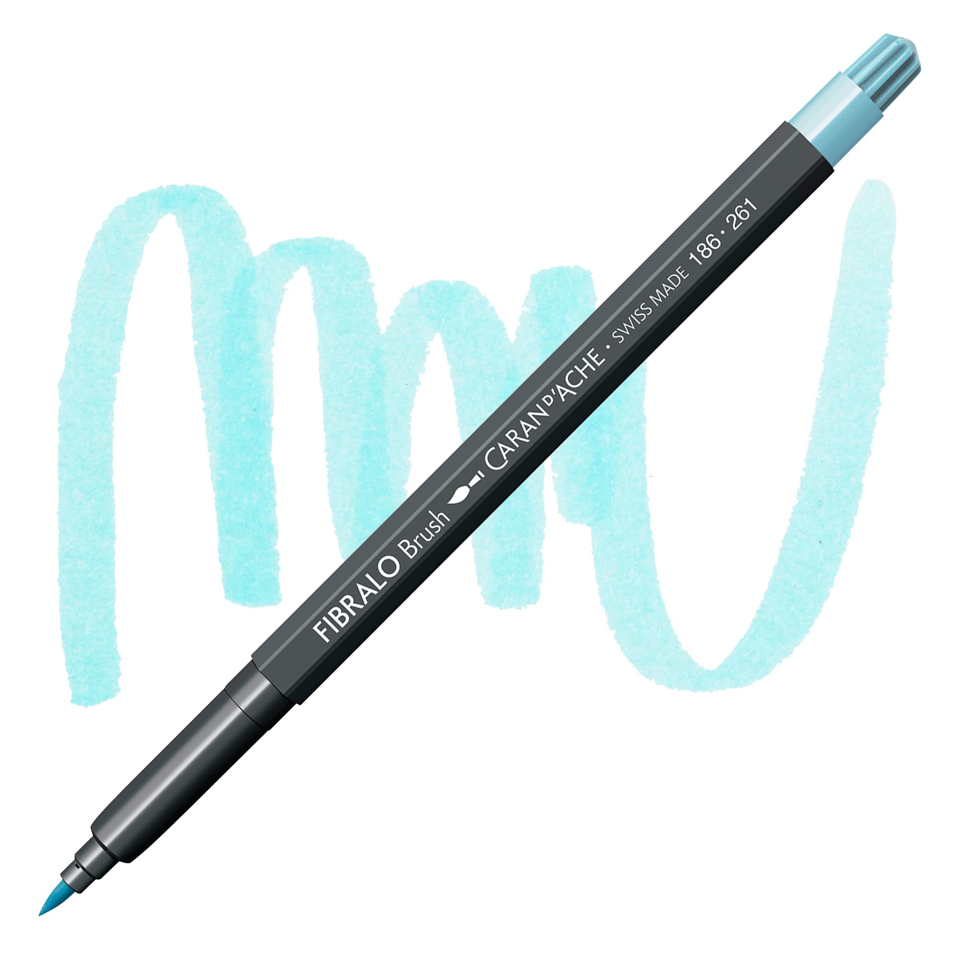 Caran d'Ache Fibralo Brush Marker - Sky Blue marker and swatch