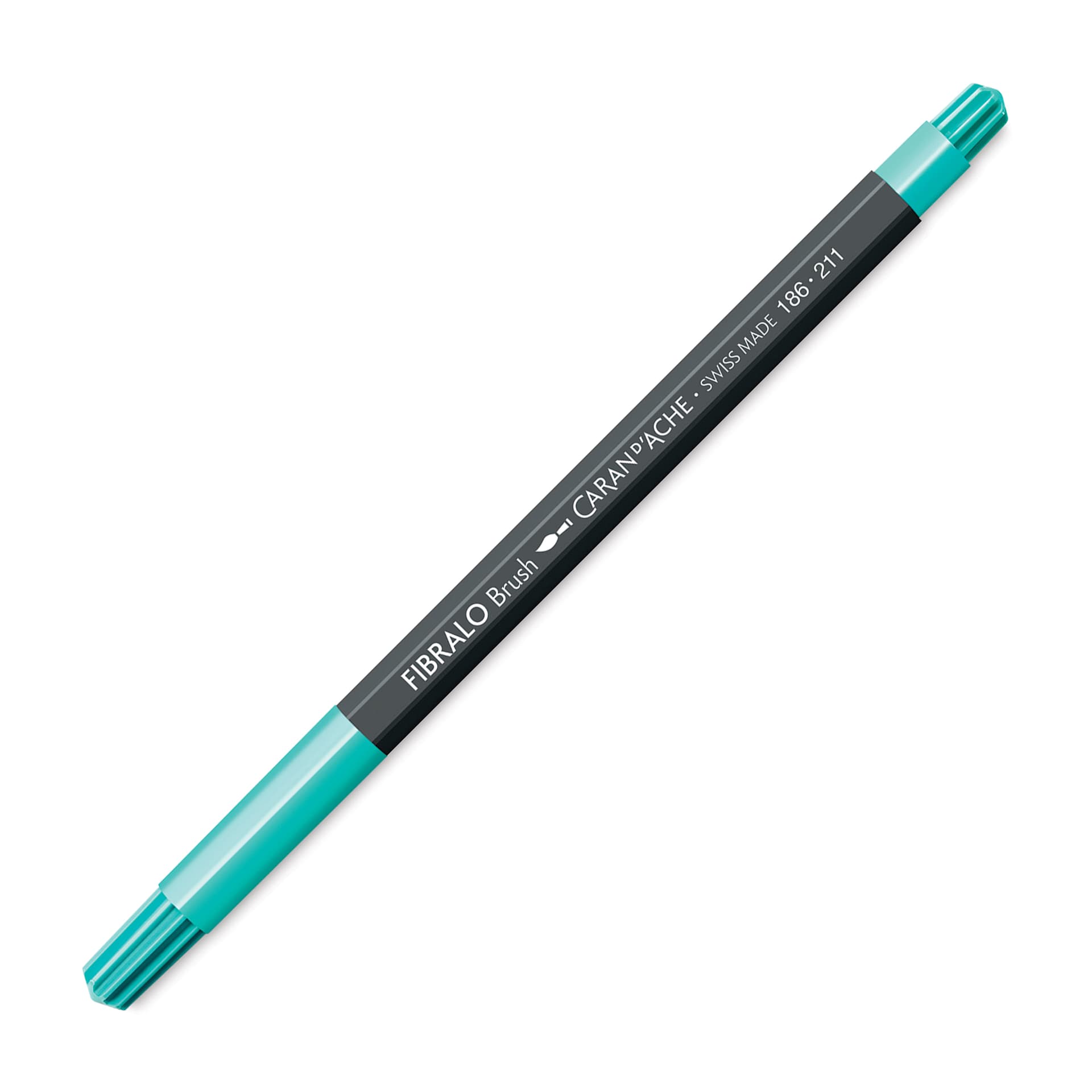 Caran d'Ache Fibralo Brush Marker - Jade Green with cap on