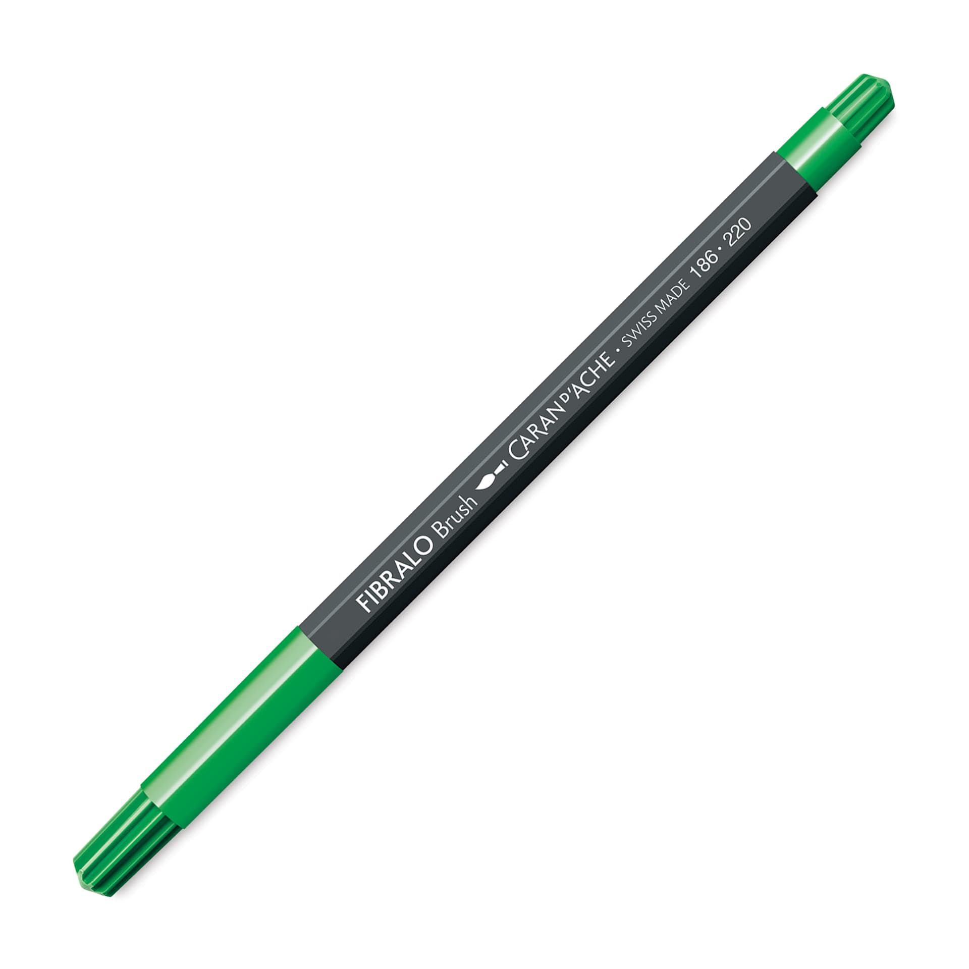 Caran d'Ache Fibralo Brush Marker - Grass Green with cap on