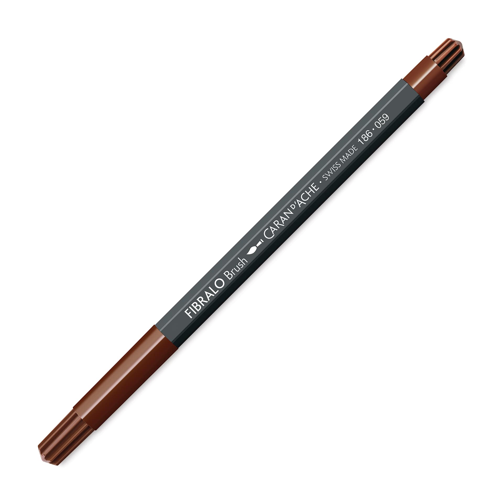Caran d'Ache Fibralo Brush Marker - Brown with cap on