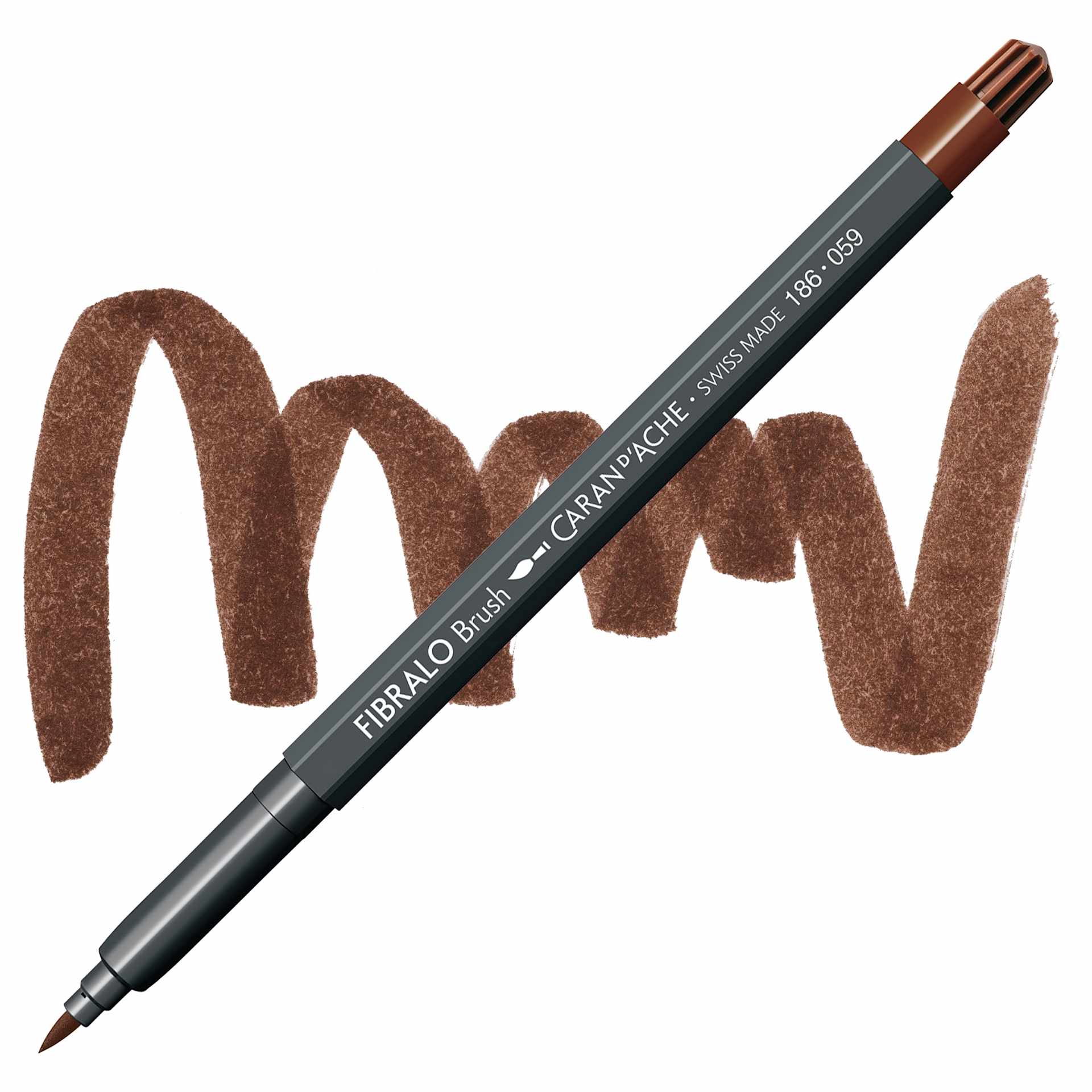Caran d'Ache Fibralo Brush Marker - Brown marker and swatch