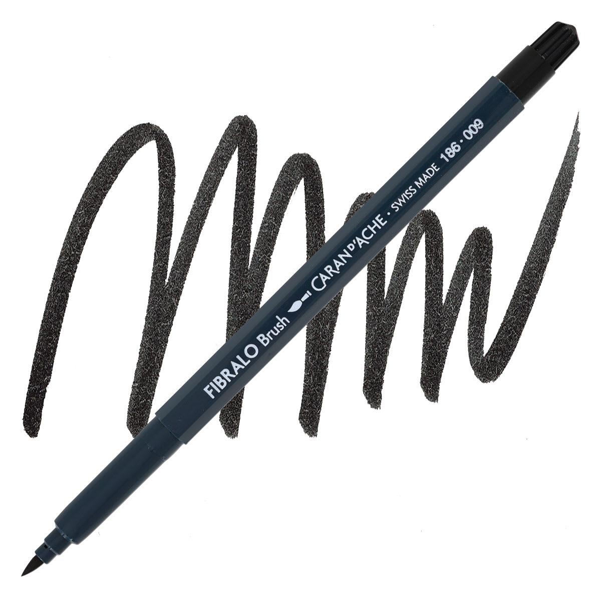 Caran d'Ache Fibralo Brush Marker - Black marker and swatch