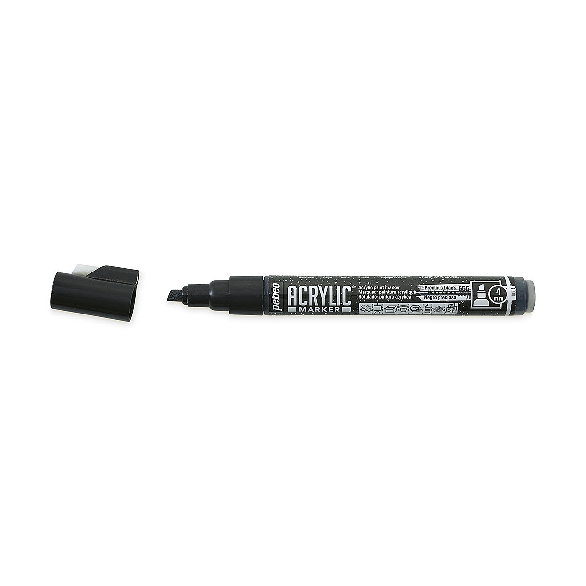 Pebeo Acrylic Marker - Precious Black, 4 mm, Chisel Nib