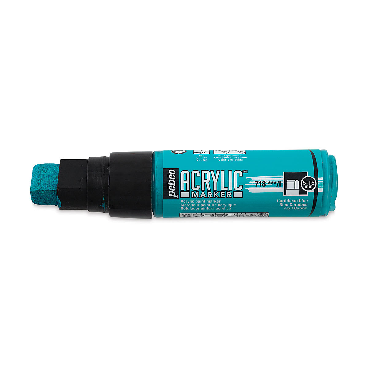 Pebeo Acrylic Marker - Caribbean Blue, 5-15 mm, Flat Nib
