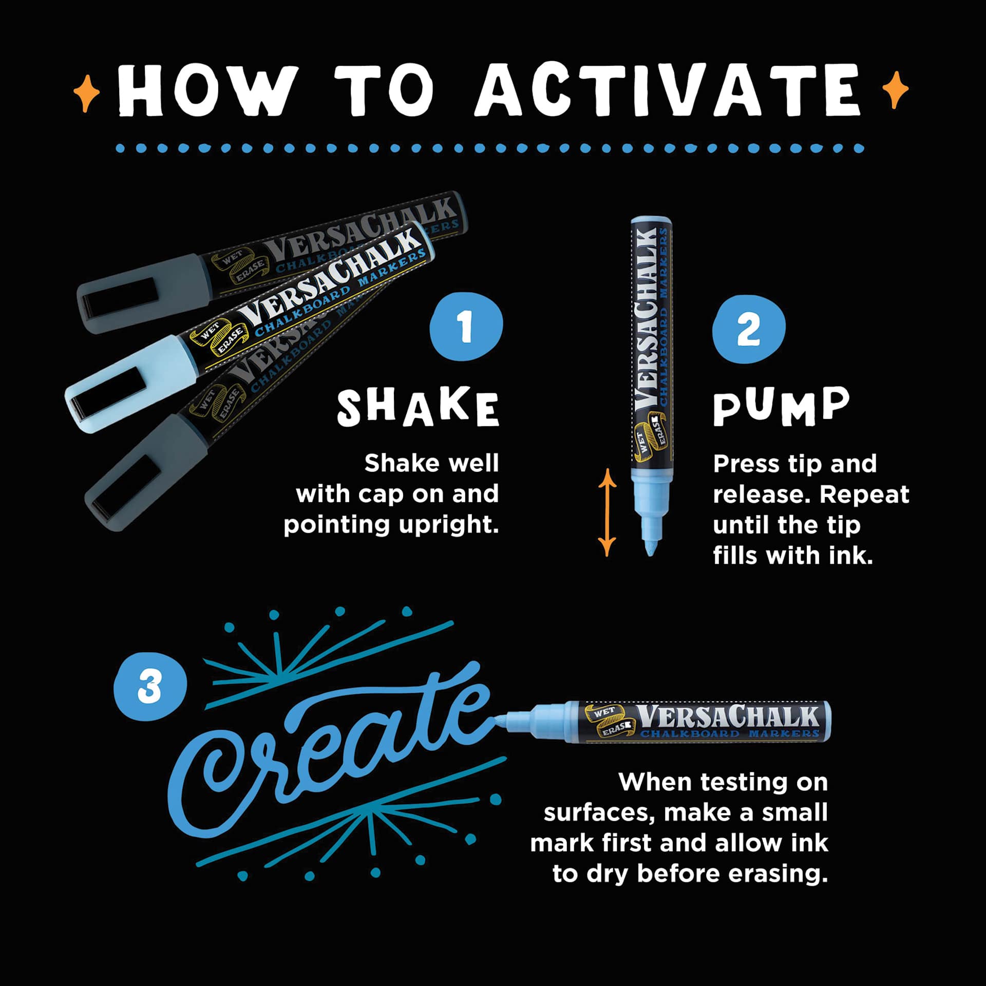 VersaChalk Liquid Chalk Markers (simple usage instructions)