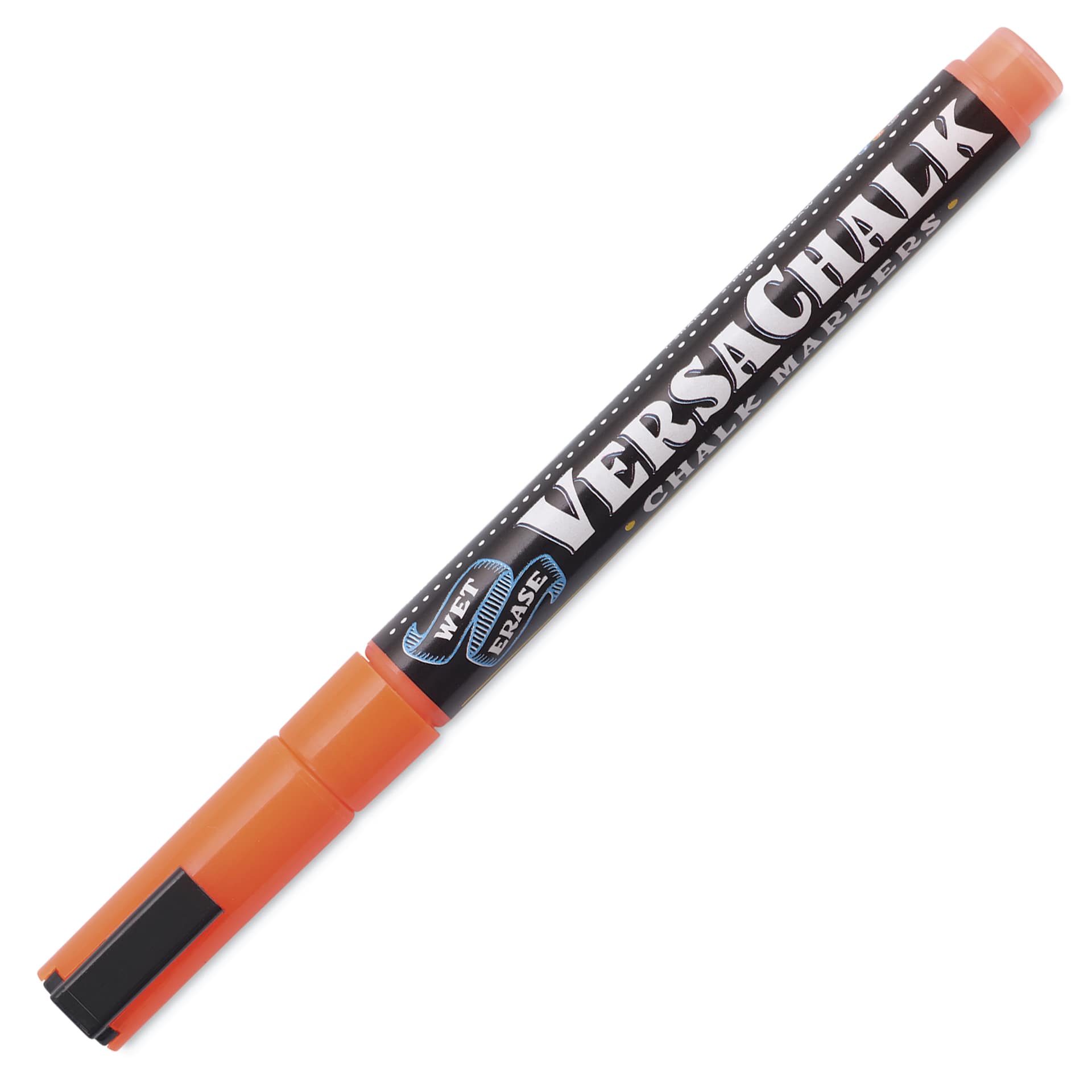 VersaChalk Wet Erase Liquid Chalk Marker - Neon Orange, 3 mm, Fine Tip, cap on