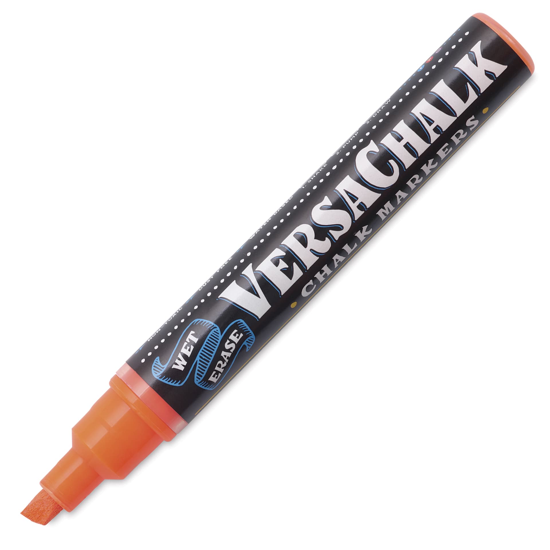 VersaChalk Wet Erase Liquid Chalk Marker - Neon Orange, 5 mm, Bold Tip, cap off