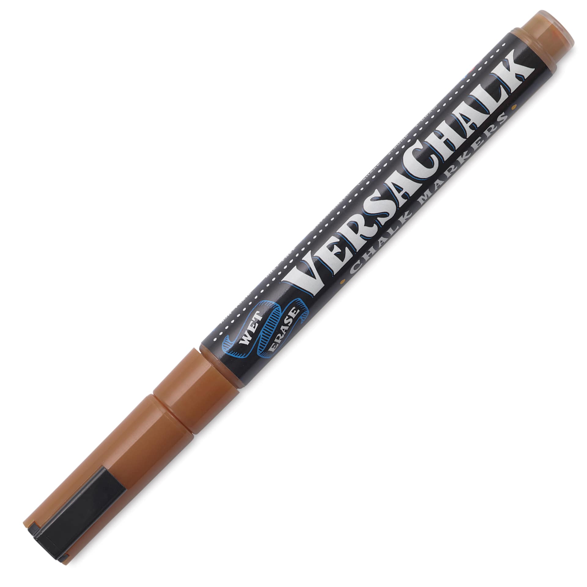 VersaChalk Wet Erase Liquid Chalk Marker - Classic Walnut Brown, 3 mm, Fine Tip, cap on