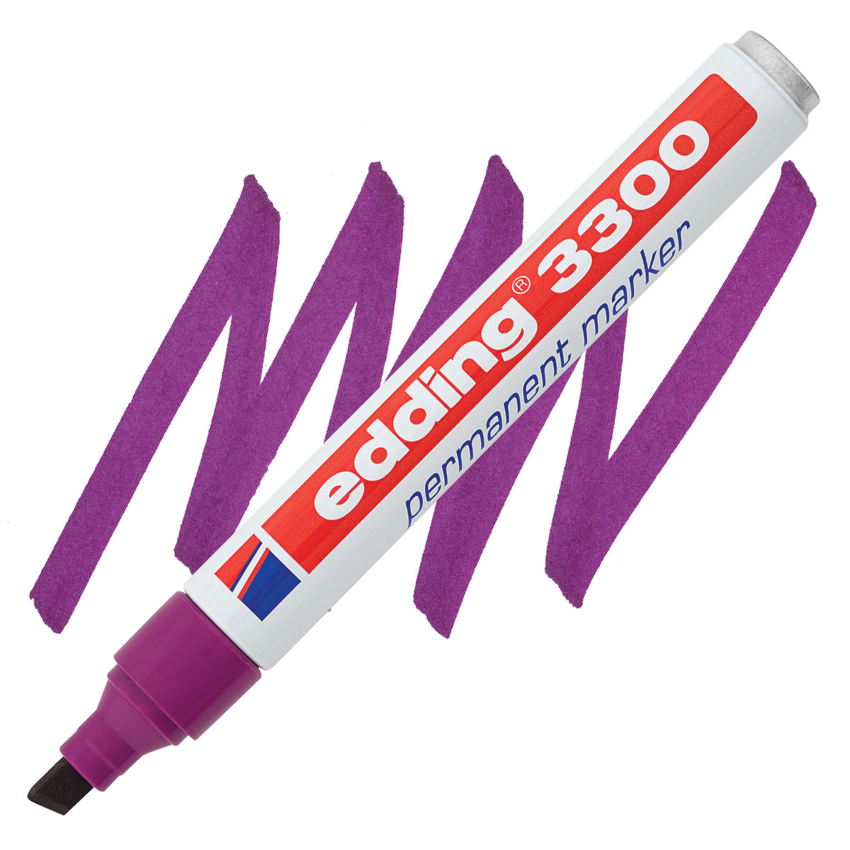 Edding Permanent Marker - Magenta, 3300, Chisel Nib, 1-5 mm marker and swatch