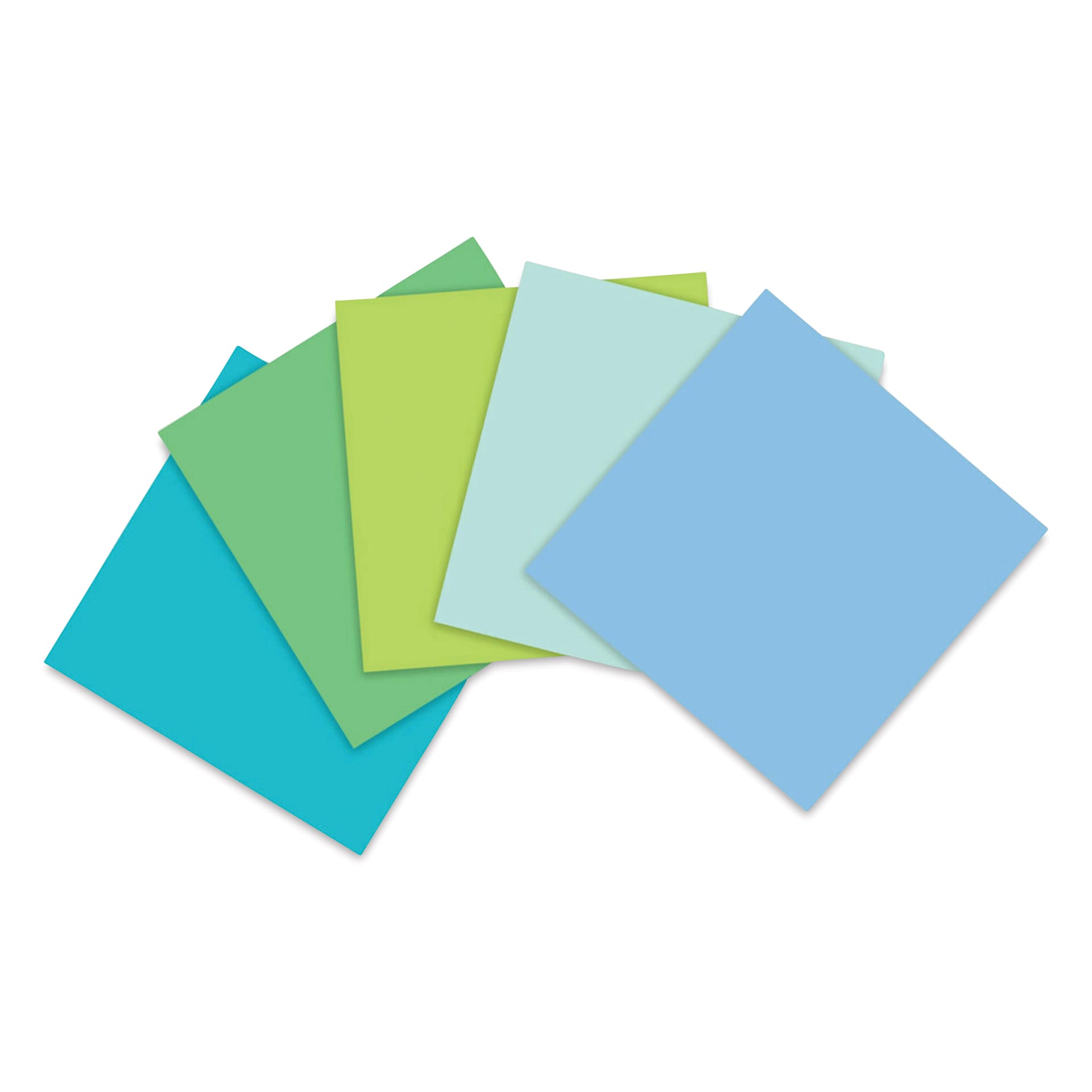 Post-it Recycled Super Sticky Notes - Oasis Collection, 3" x 3", Pkg of 5, fanned out