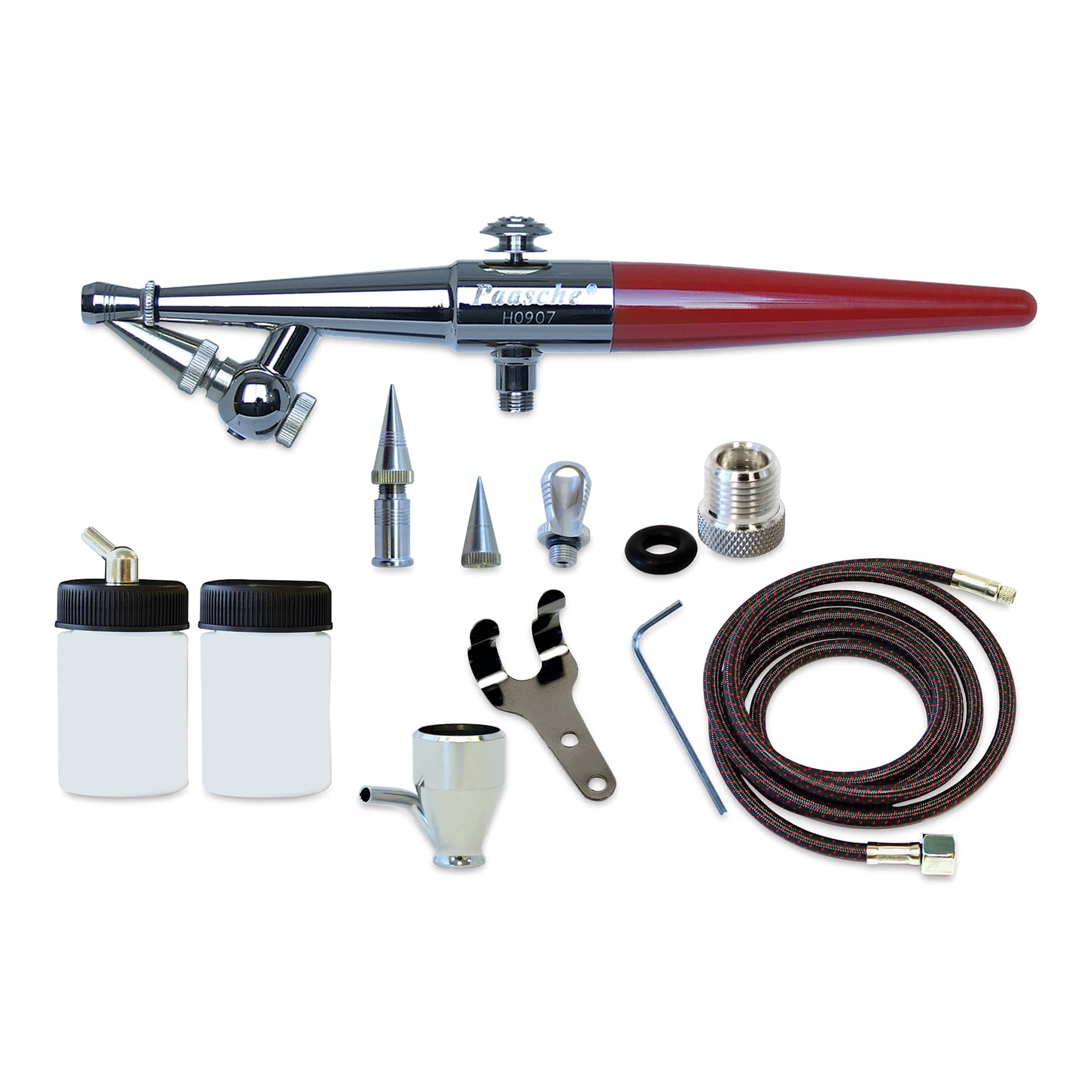Paasche Model H Single Action Airbrush Set - Top view of Components of set