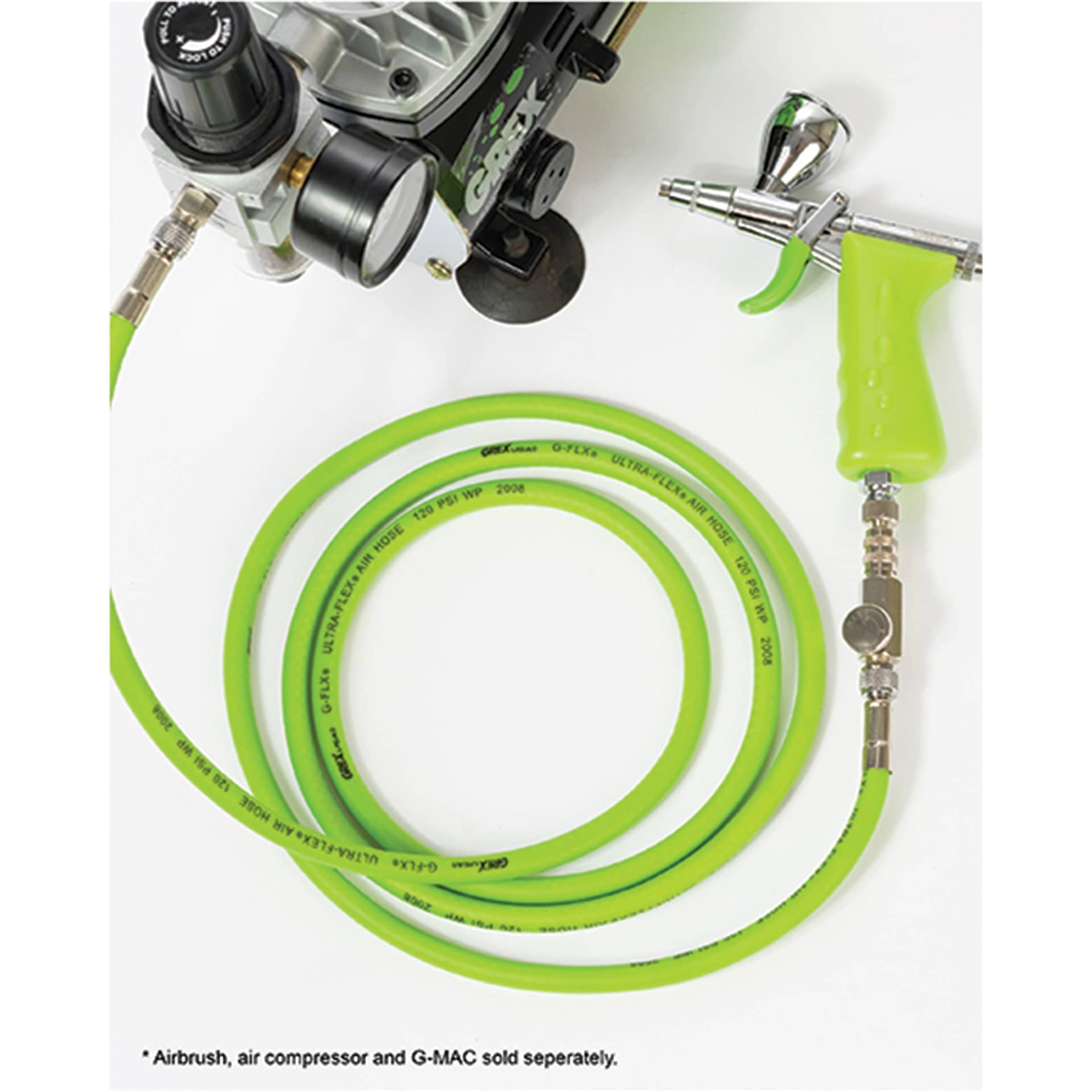 Grex Ultra-Flex Airbrush Hose, attached to airbrush