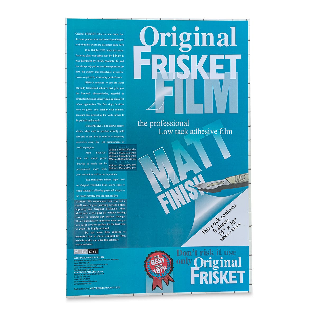 Original Frisket Film Pack - 8 Sheets, 15" x 10", Matte - front of packaging