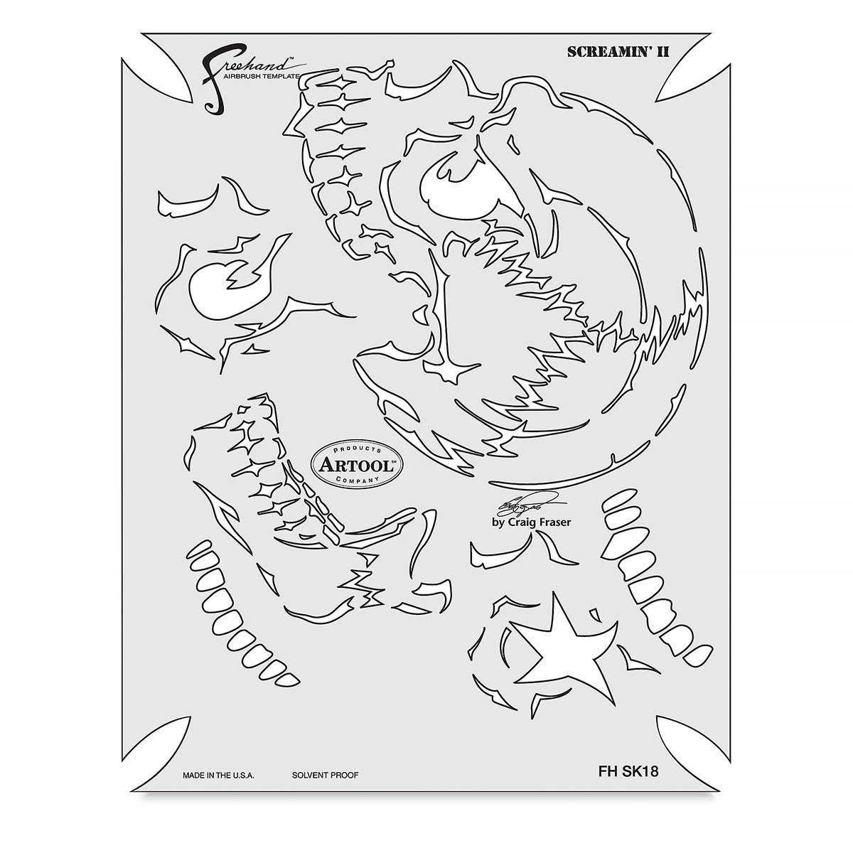 Iwata Artool Freehand Template - Set of 4, Return of Skull Master - second large skull template