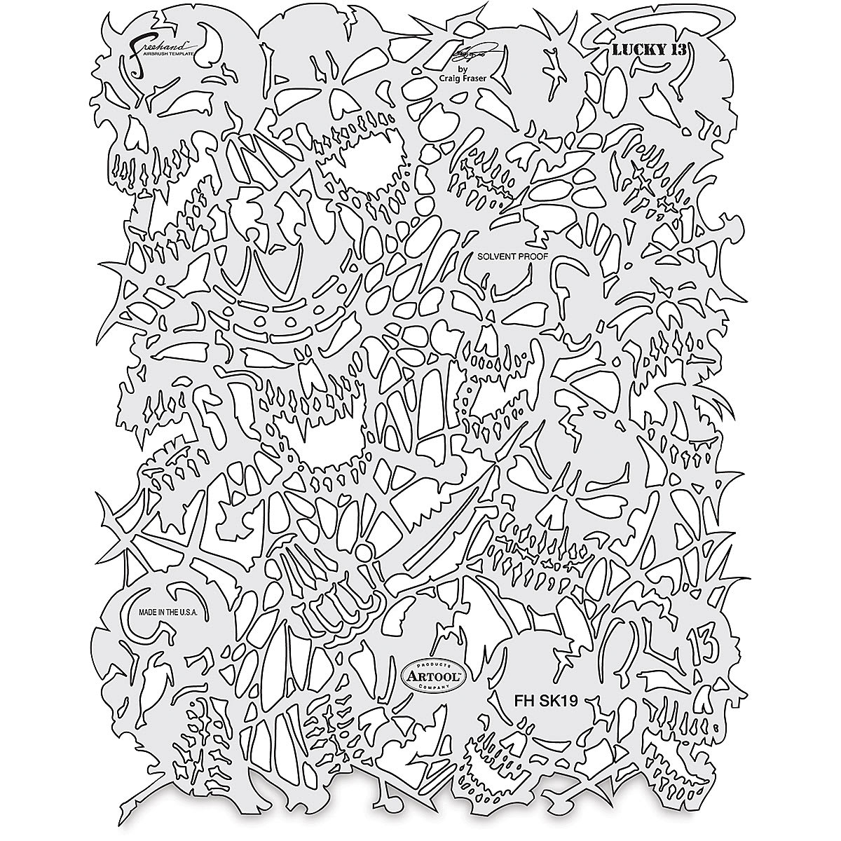 Iwata Artool Freehand Template - Set of 4, Return of Skull Master - fierce skulls template
