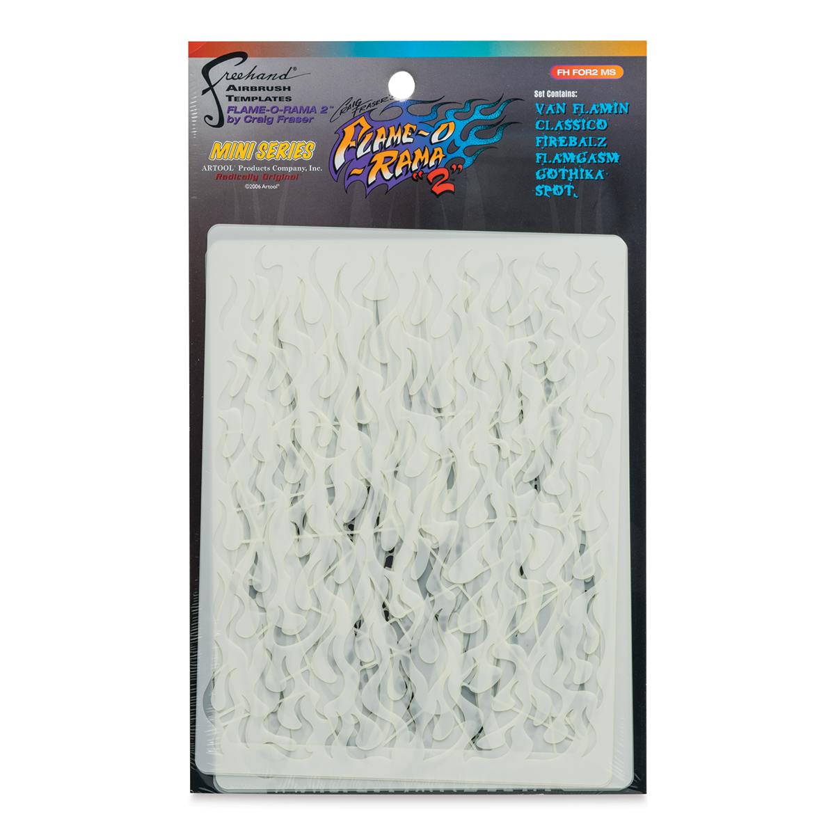 Iwata Artool Freehand Template - Set of 6, Flame-O-Rama 2, Mini Templates - front of packaging
