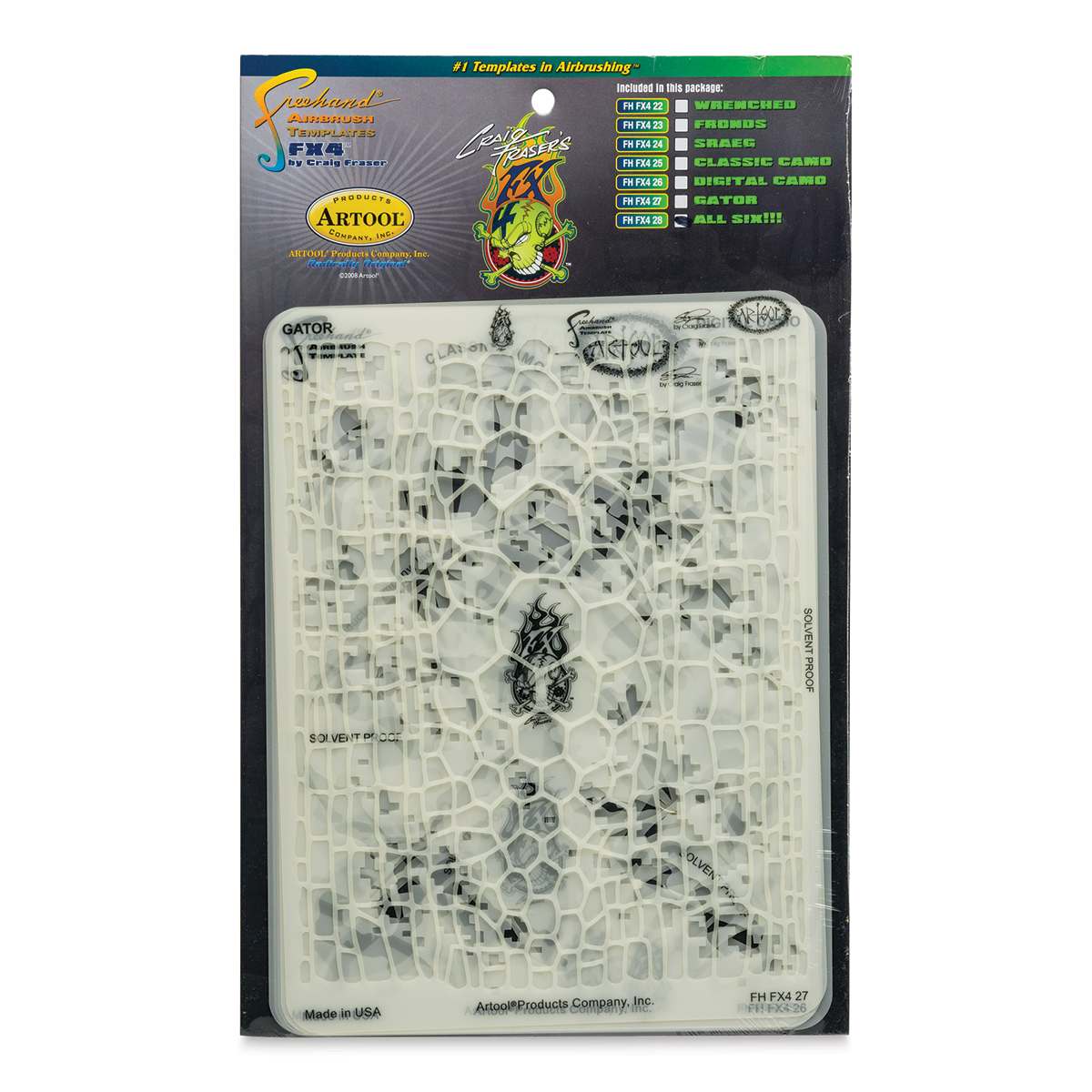 Iwata Artool Freehand Template - Set of 6, Kustom FX 4 - front of packaging