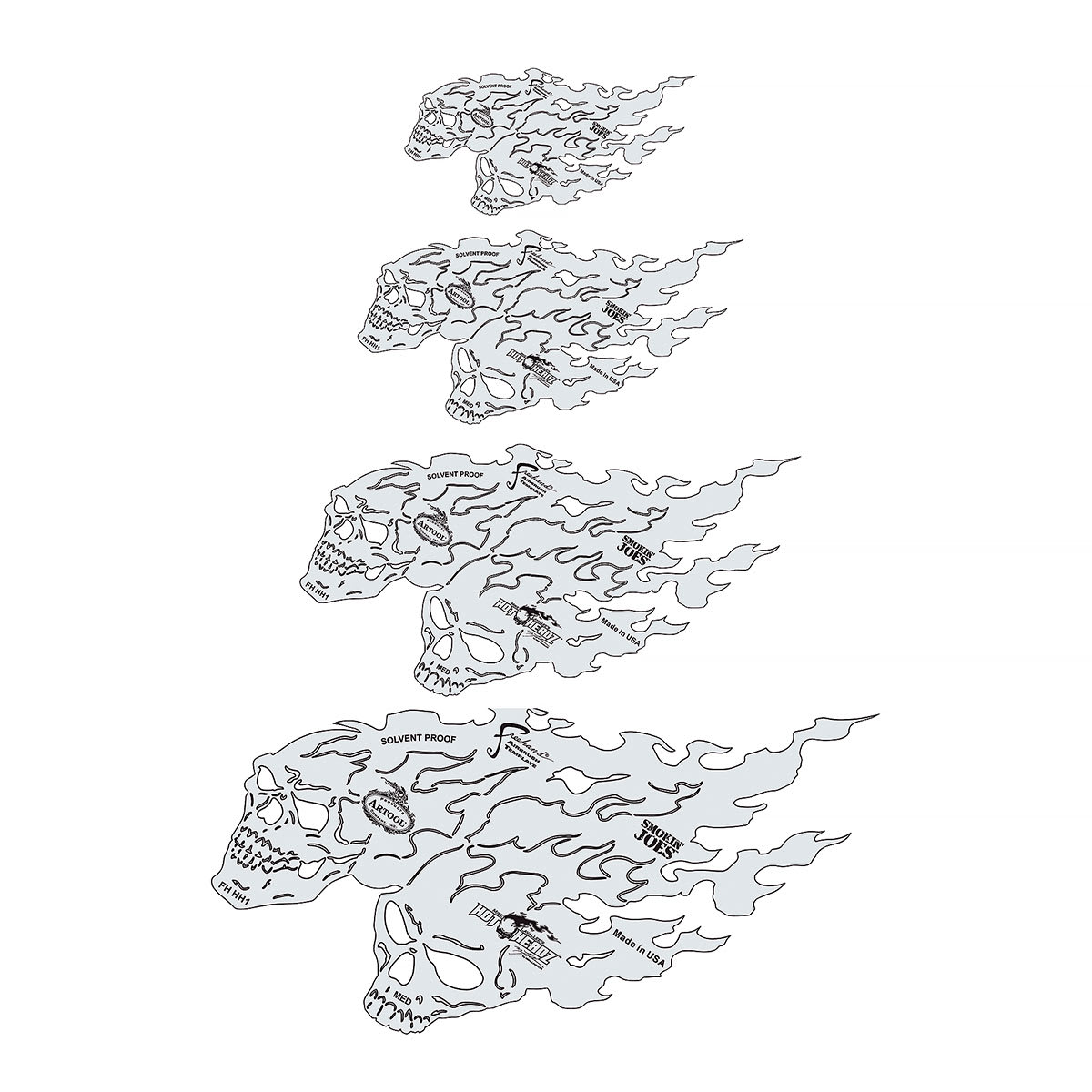 HotHeadz Freehand Templates - Set of 4 Smokin Joes Skull Templates