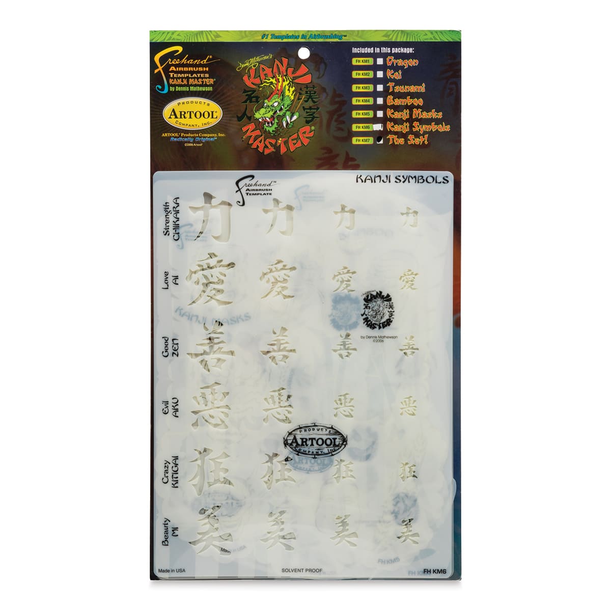 Iwata Artool Freehand Template - Set of 6, Kustom FX Mini - front of packaging