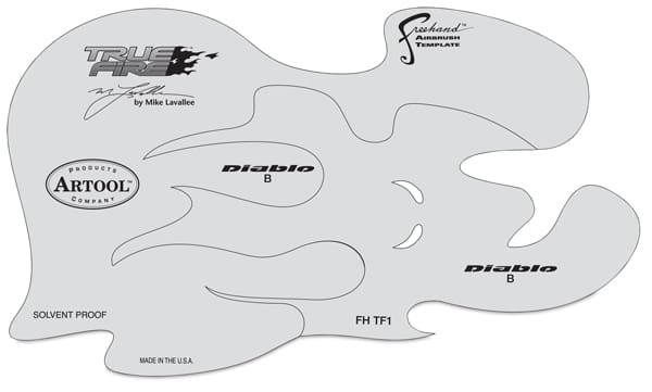 True Fire Freehand Templates - Top view of second of three True Fire Templates in set