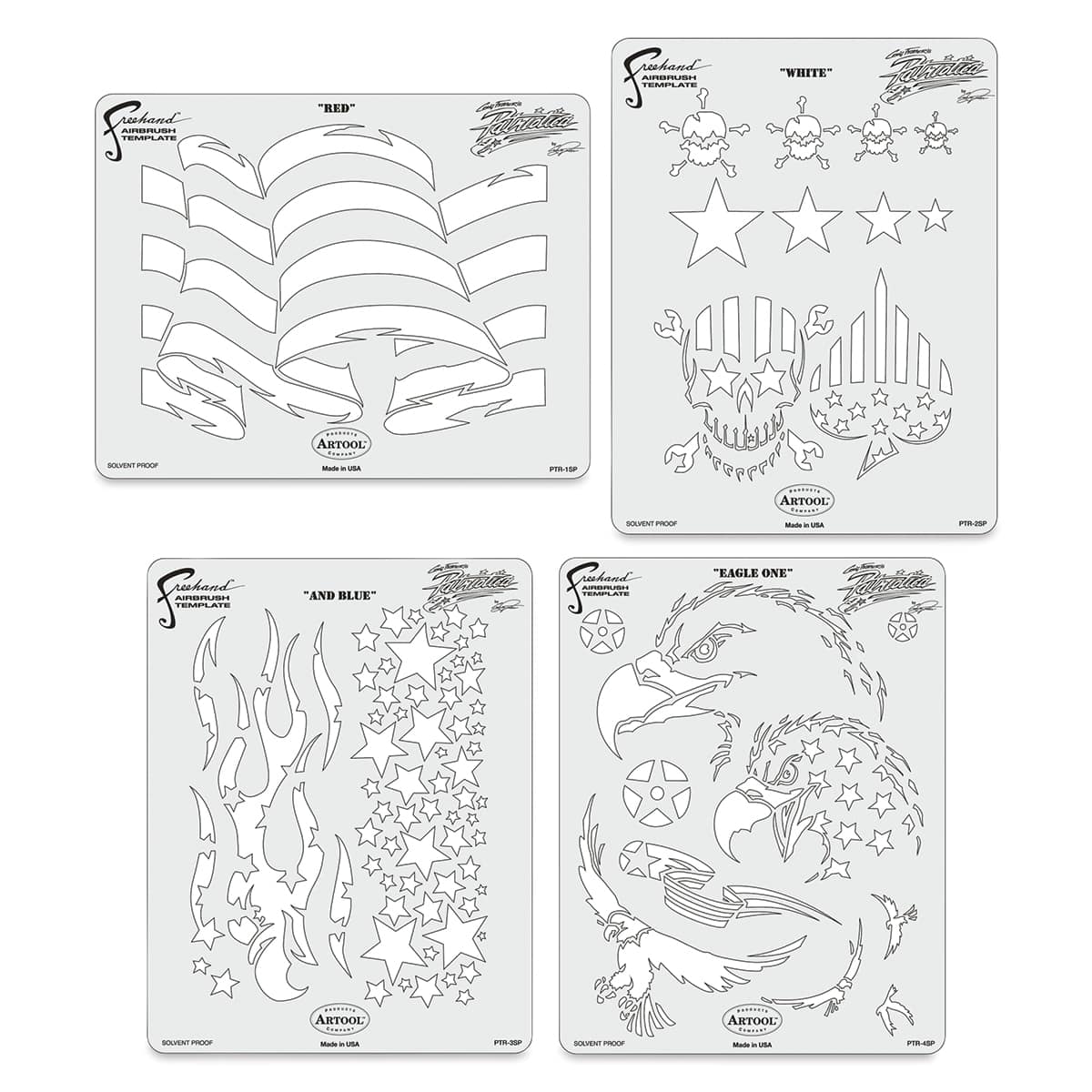 Iwata Artool Freehand Template - Set of 4, Patriotica