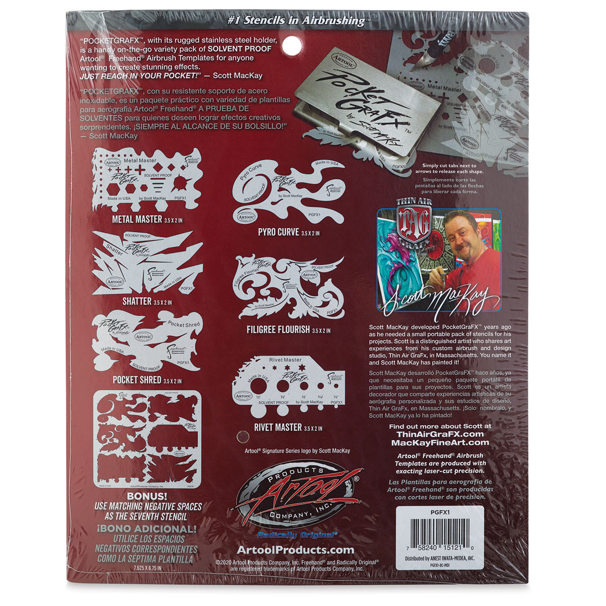 PocketGraFX Freehand Template Set - Back of package