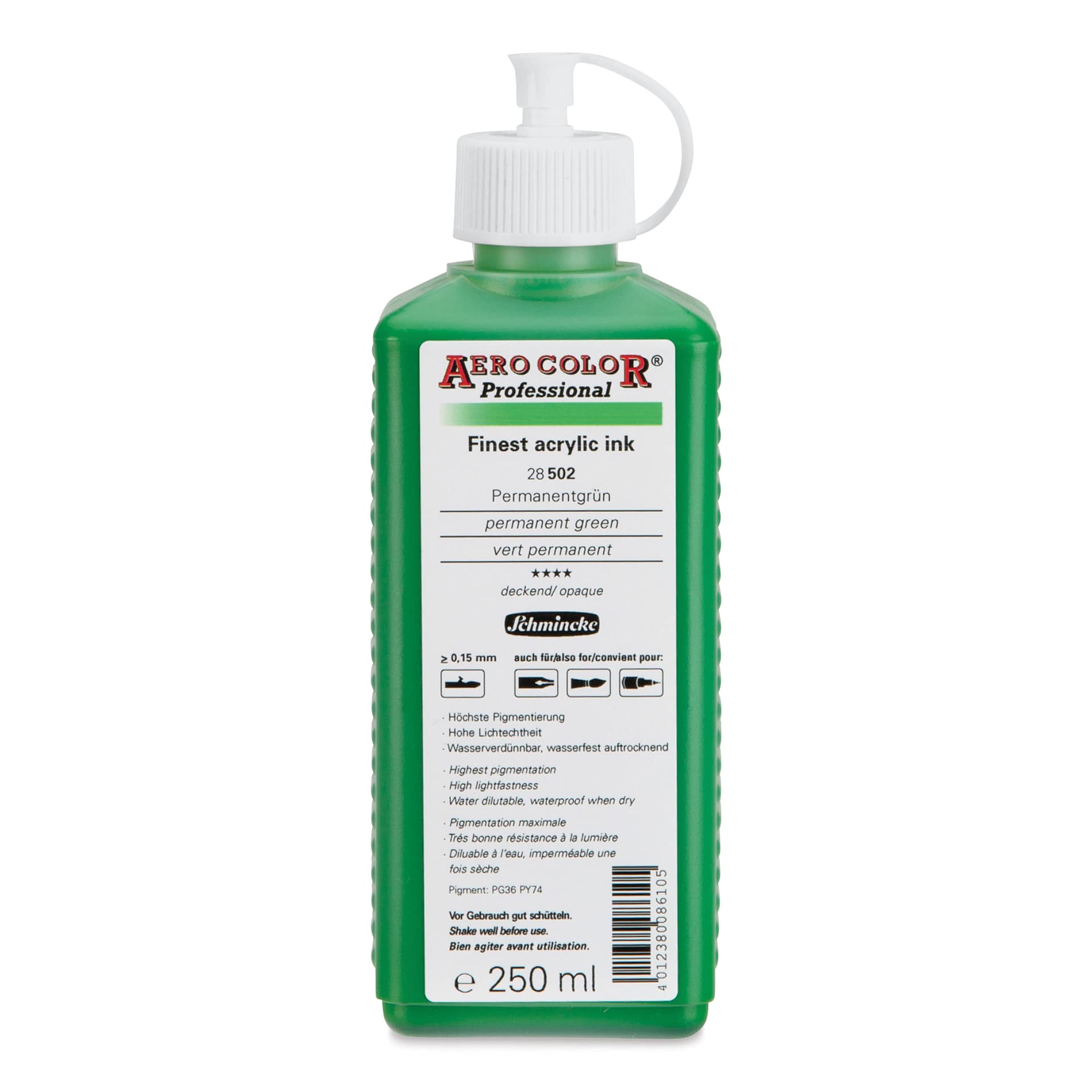 Schmincke Aero Color Professional Airbrush Color - 250 ml, Permanent Green