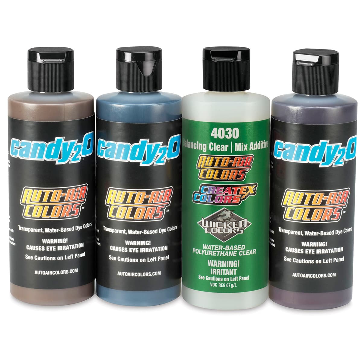 Createx Candy2o Auto Air Colors - Set of 4 Sample Colors in row
