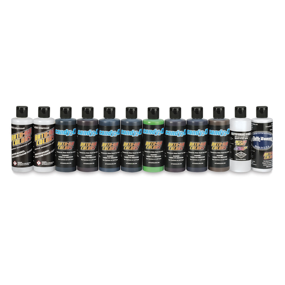 Createx Candy2O Auto Air Color - Warm Colors, Box set of 12, 4 oz
