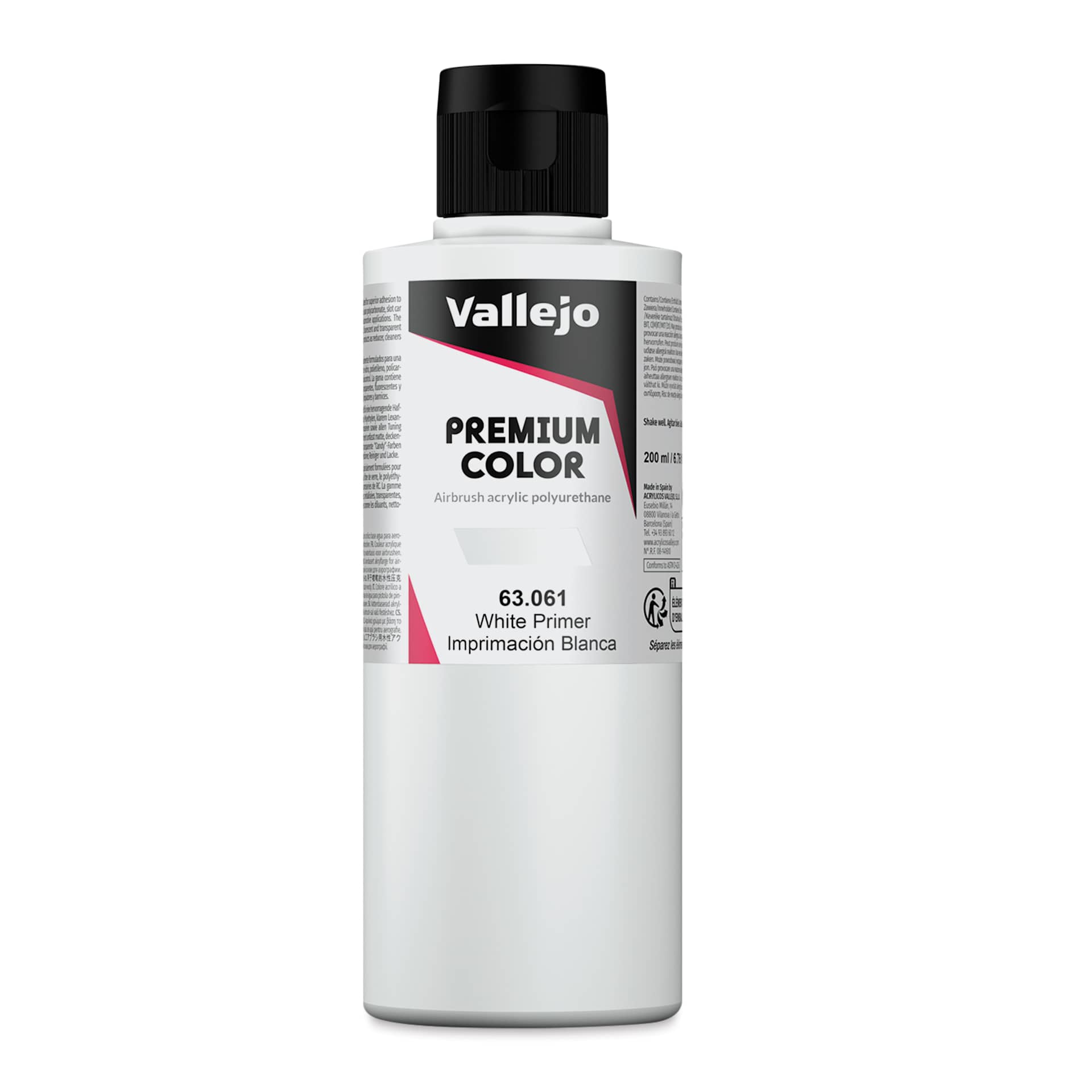 Vallejo Premium Airbrush Colors - 200 ml, White Primer