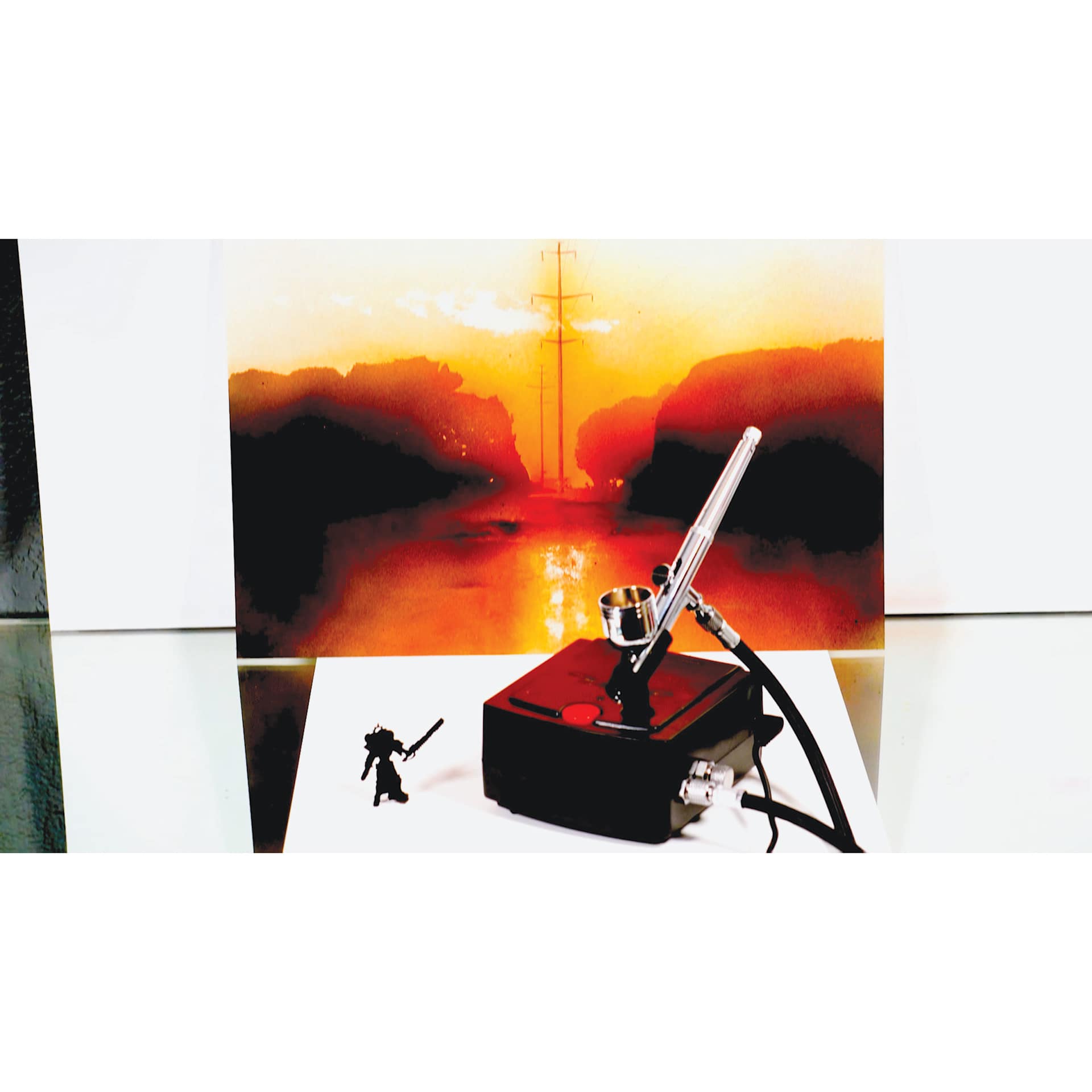 Intro to Airbrush Kit, airbrushed sunset painting