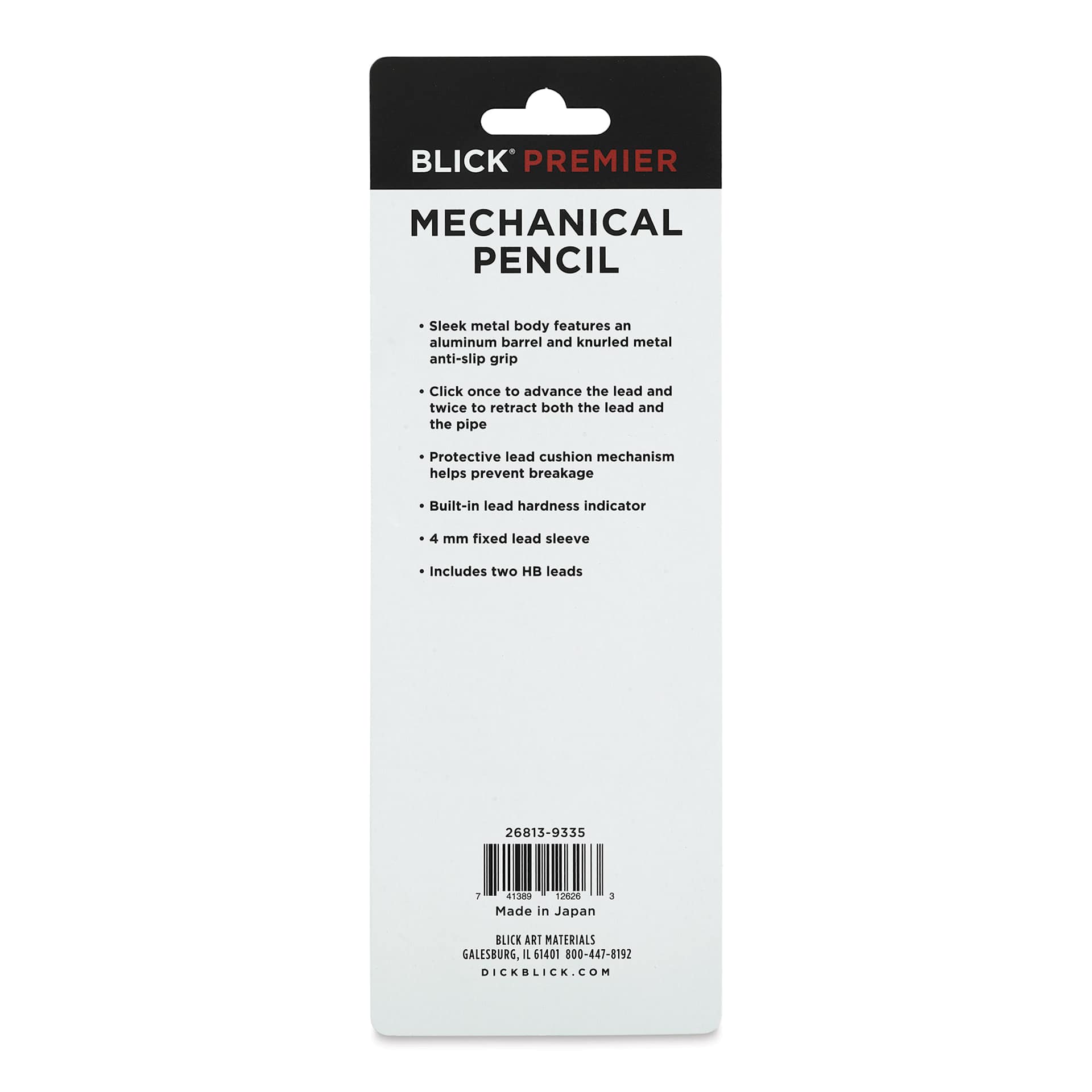 Blick Premier Mechanical Pencil - 0.5 mm (back of package)