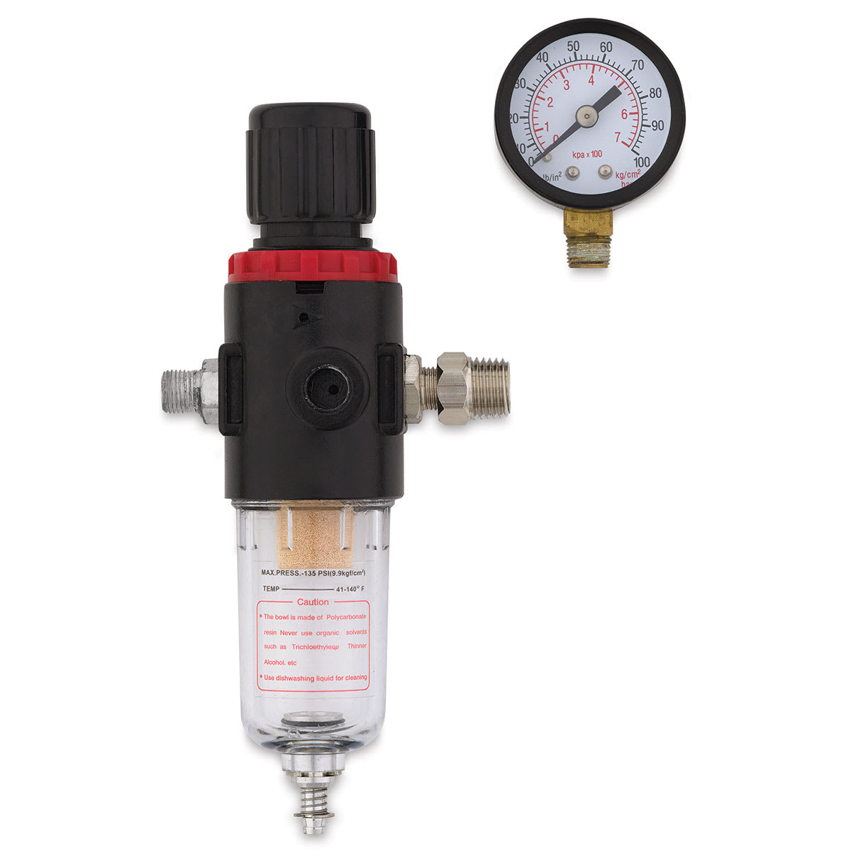 Badger Regulator, Gauge, and Filter - Regulator and Gauge Shown upright
