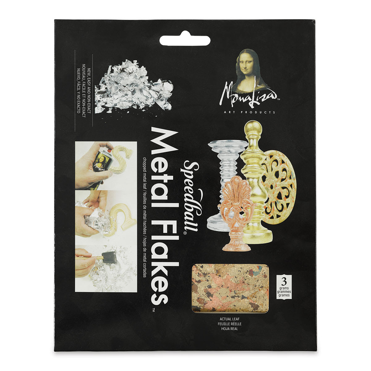 Mona Lisa Metal Leaf Flakes - Variegated Metal Flake, 3g front of packaging Mona Lisa Metal Leaf Flakes - Variegated Metal Flake, 3g front of packaging