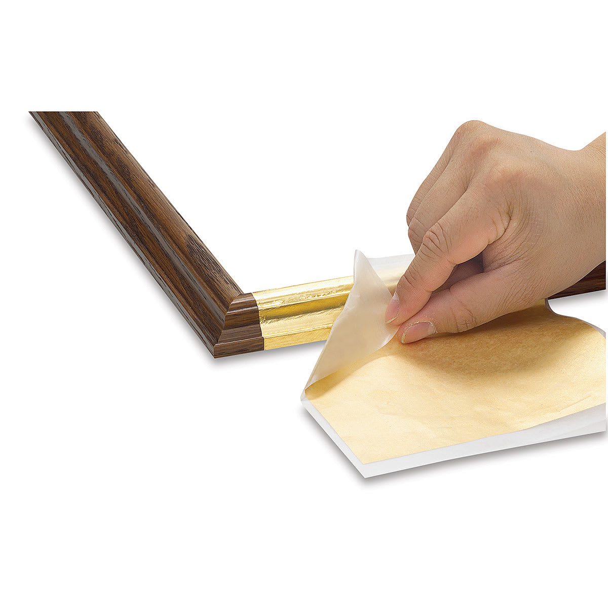 Mona Lisa Simple Leaf - 5.5" x 5.5", 18 Sheets, Gold being applied to frame