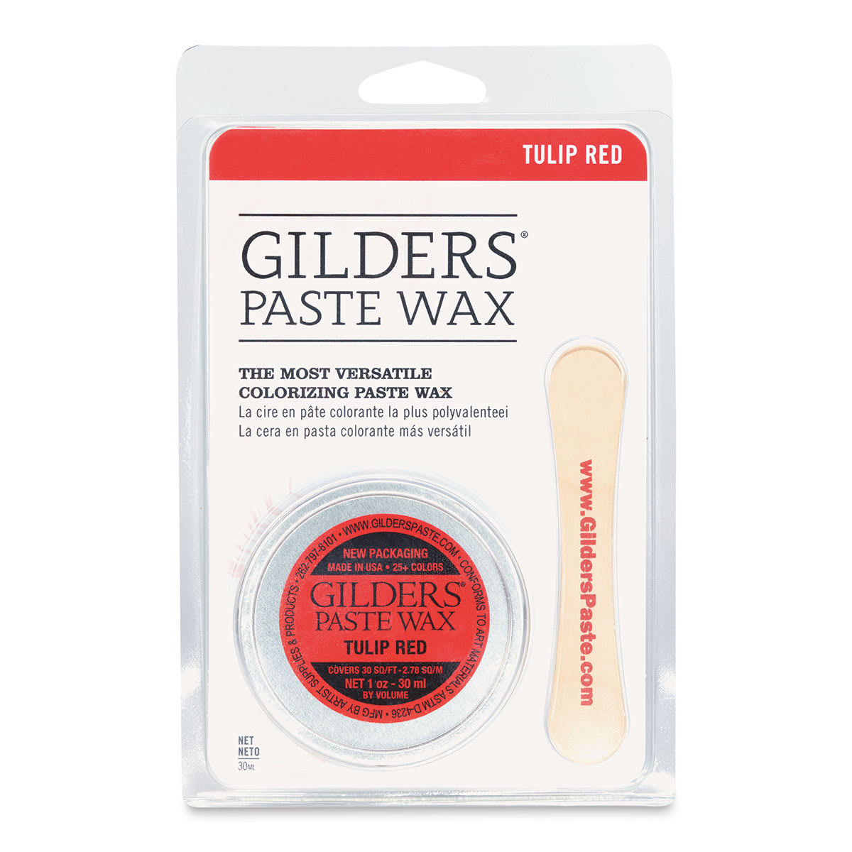 Gilders Paste Wax - 30 ml, Tulip Red - front of packaging