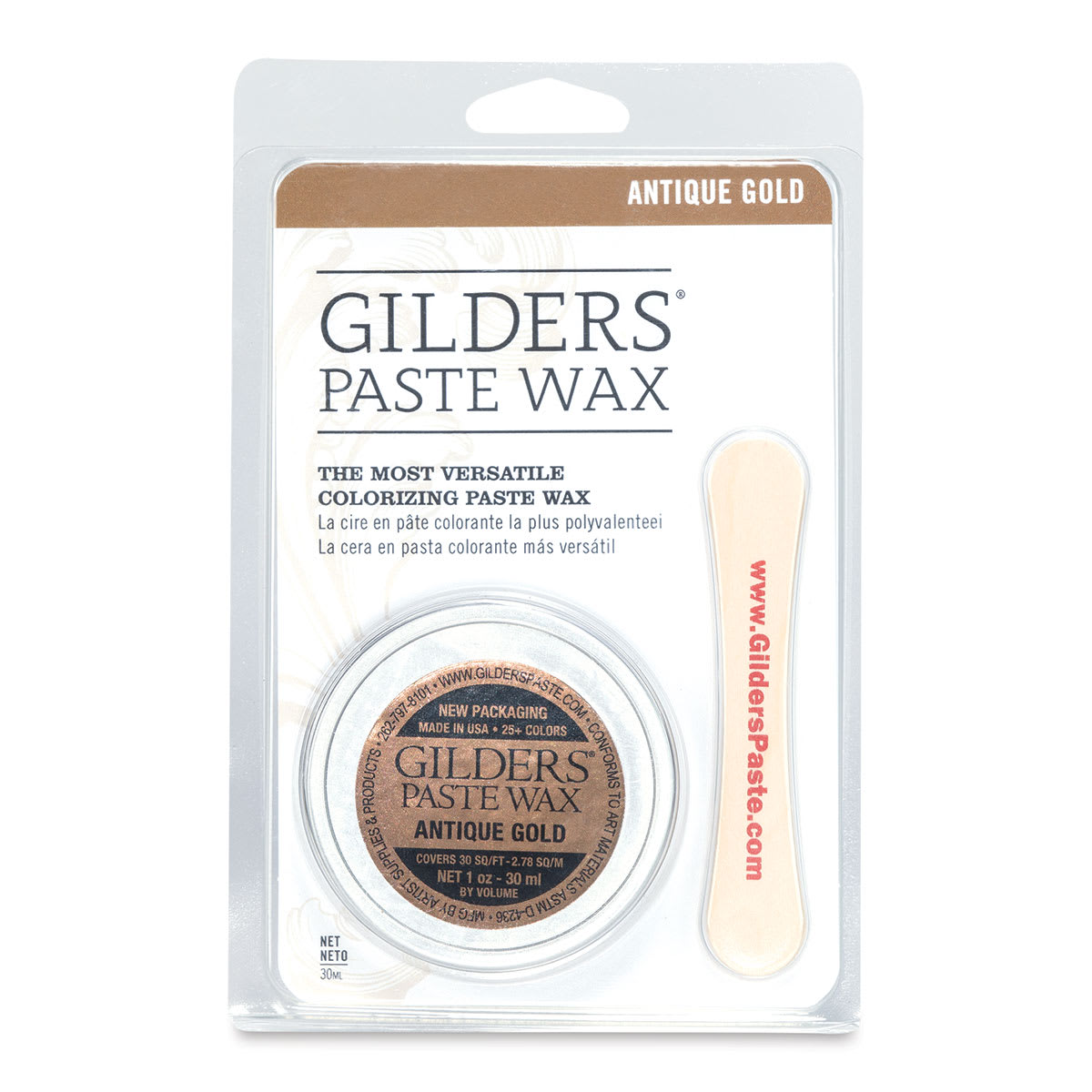 Gilders Paste Wax - 30 ml, Antique Gold - front of packaging