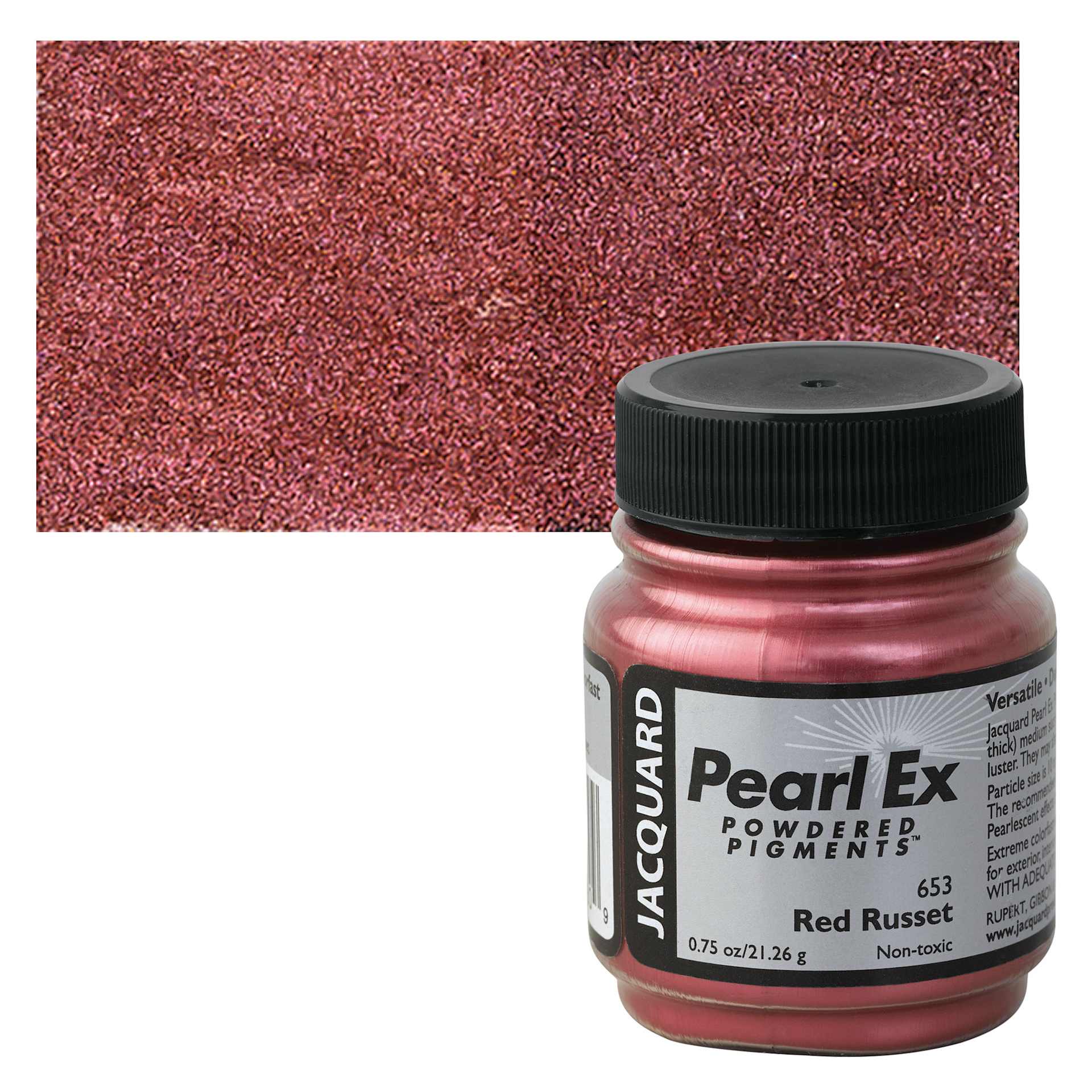 Jacquard Pearl-Ex Pigment - 0.75 oz, Red Russet jar and swatch