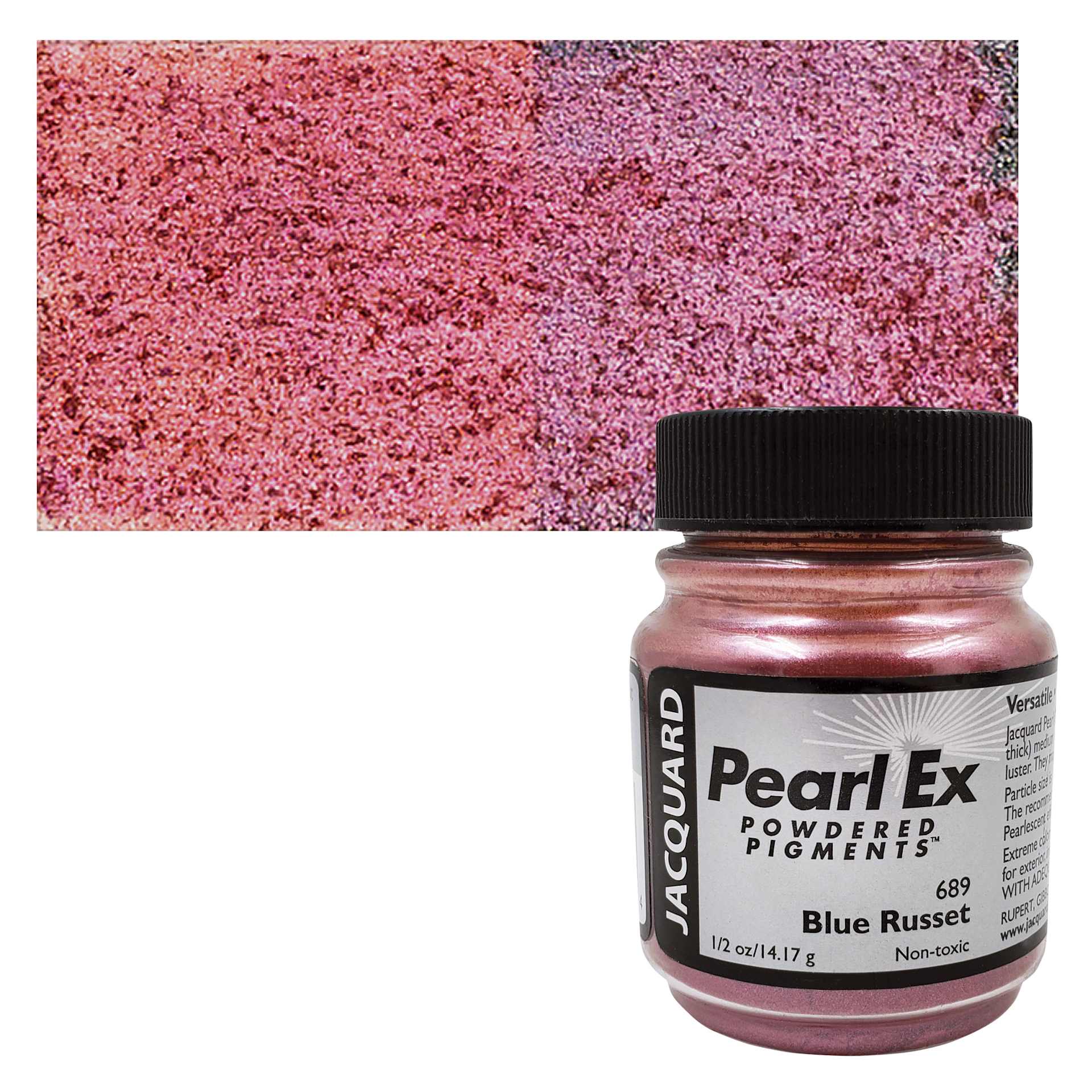 Jacquard Pearl-Ex Pigment - 0.50 oz, Blue Russet jar and swatch